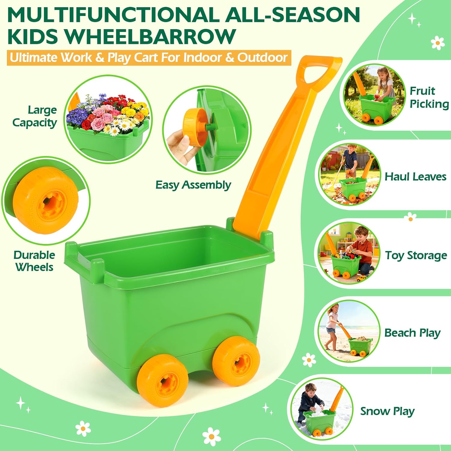 Kids Gardening Set, Outdoor Toys with Wheelbarrow and Kids Garden Tool