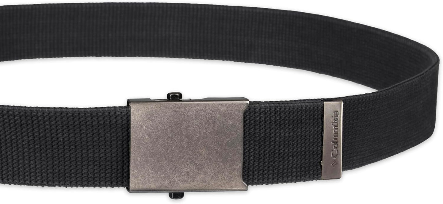 Columbia Men's Military Plaque Buckle Fabric Belt- One Size 42" Length