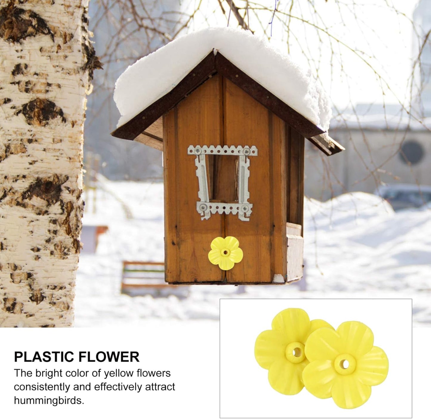 DOITOOL 12pcs Hummingbird Feeder Replacement Flowers Slices Window Bird Feeders Flower Ports Water Feeder Bottle Flower Head Feeder Decor for DIY Craft Yellow