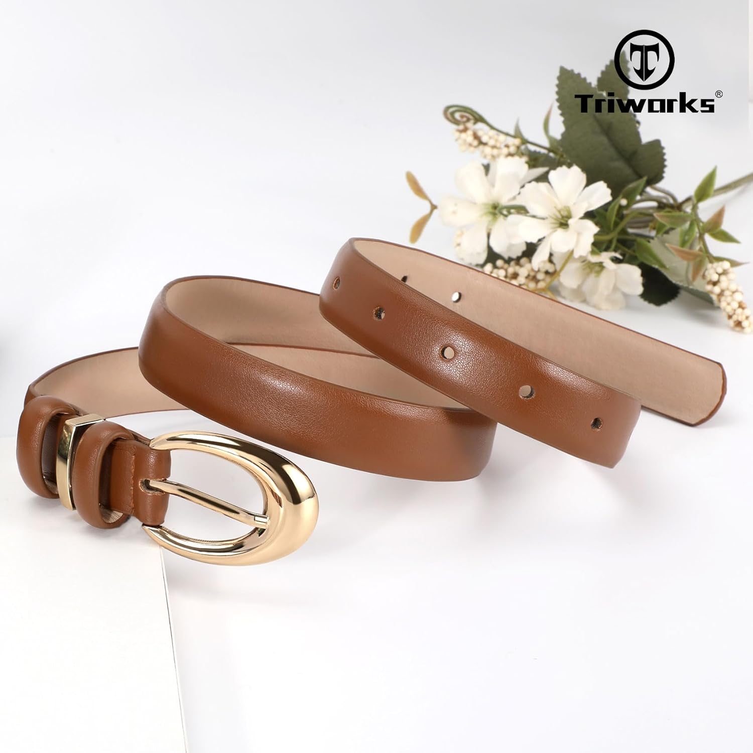 TRIWORKS 3 Pack Women Leather Belt for Jeans Pants Fashion Ladies Faux