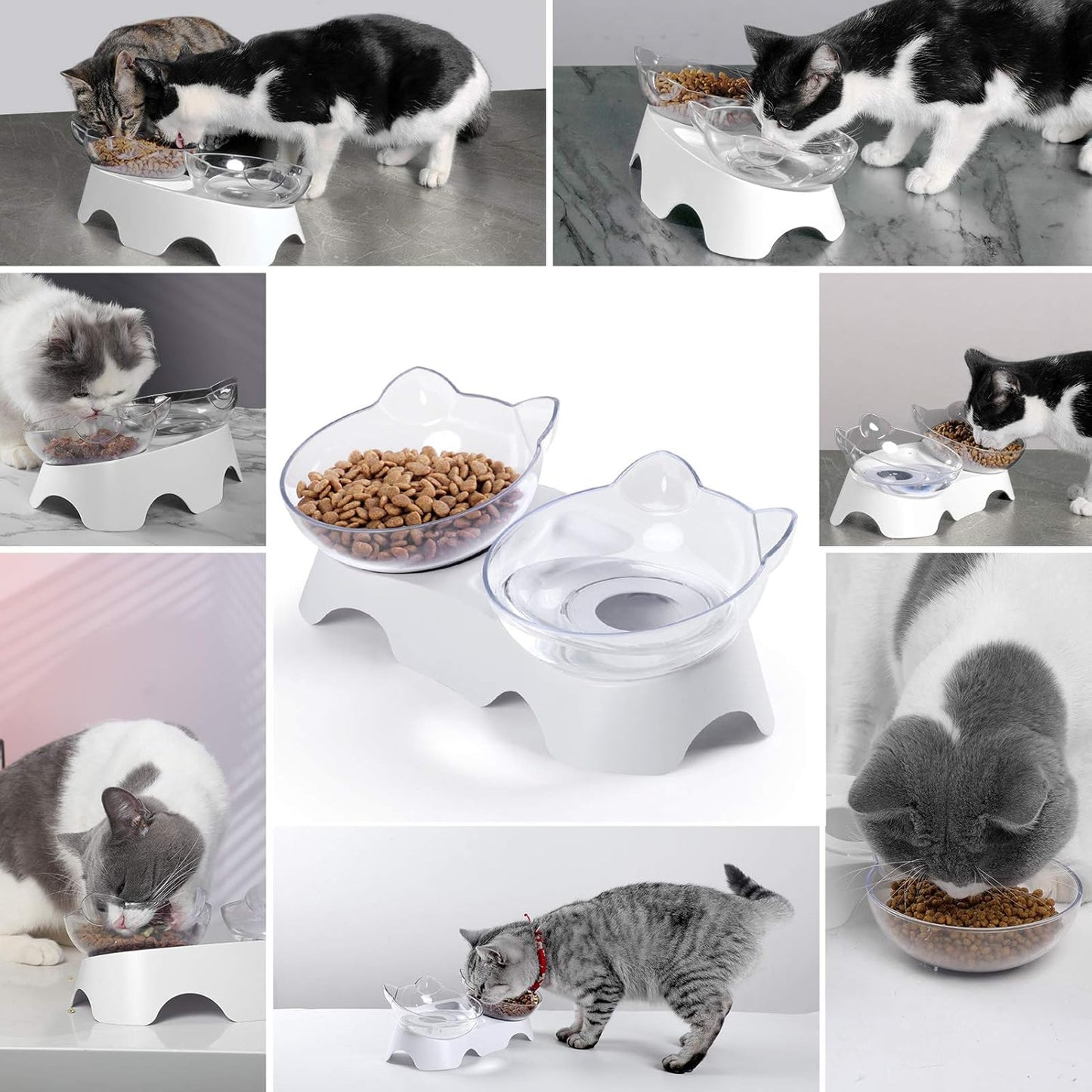 MILIFUN Cat Bowls, Cat Food Bowls Elevated Tilted, Anti Vomiting Kitty