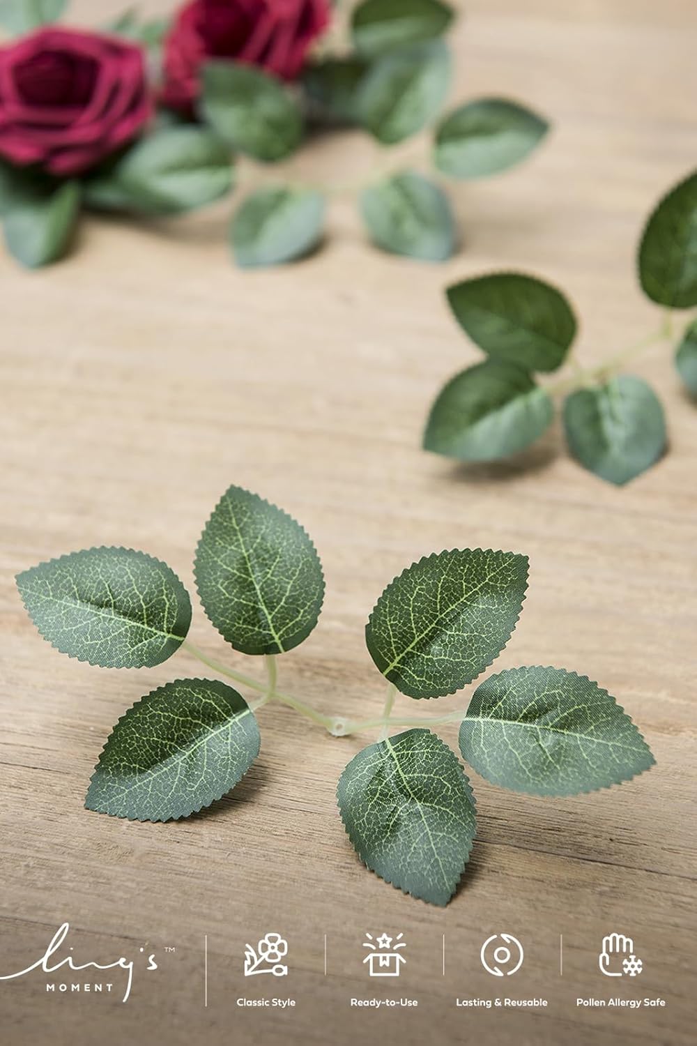 Ling's moment Artificial Plants Bulk Rose Leaves Decor,35Pcs Fake Greenery Filler Decorations, Realistic Texture Plants for Wedding Bouquets/Table Centerpieces, Garden/Pot, and Floral Arrangement