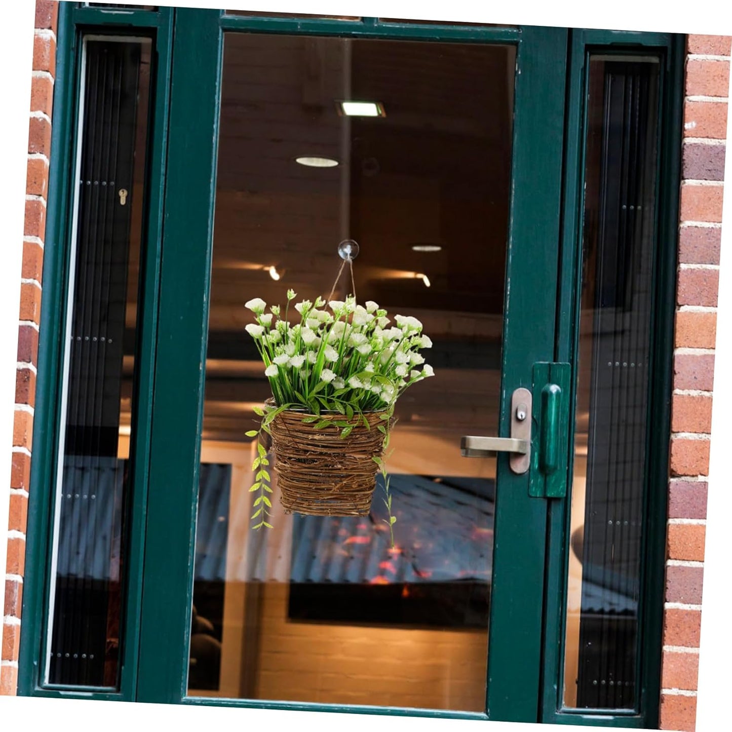 BESTOYARD White Artificial Hanging Flower Basket Floral Round Door Han