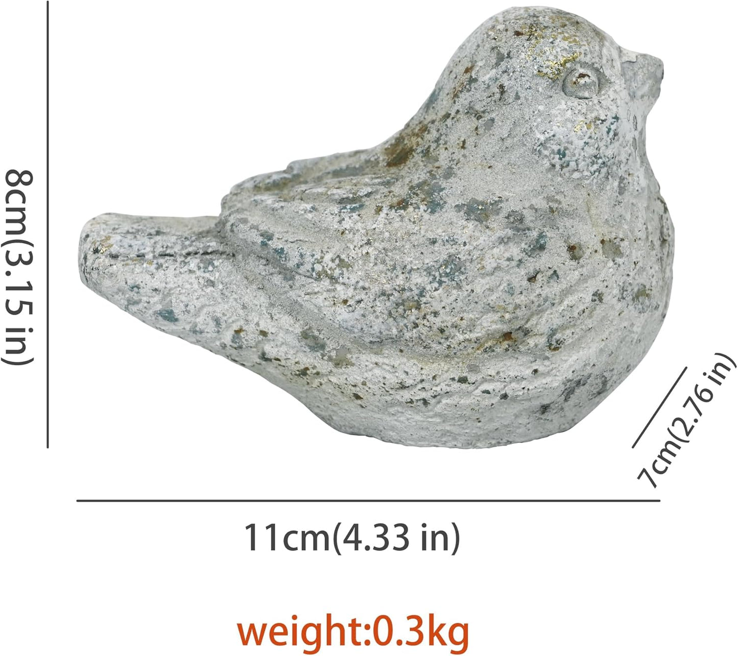 BIG FORTUNE Outdoor Bird Statues Bird Decor Figurines for Home Cement Bird Sculpture for Patio Yard Lawn Ornament, Indoor Outdoor Stone Bird Decorations Statue 1pc