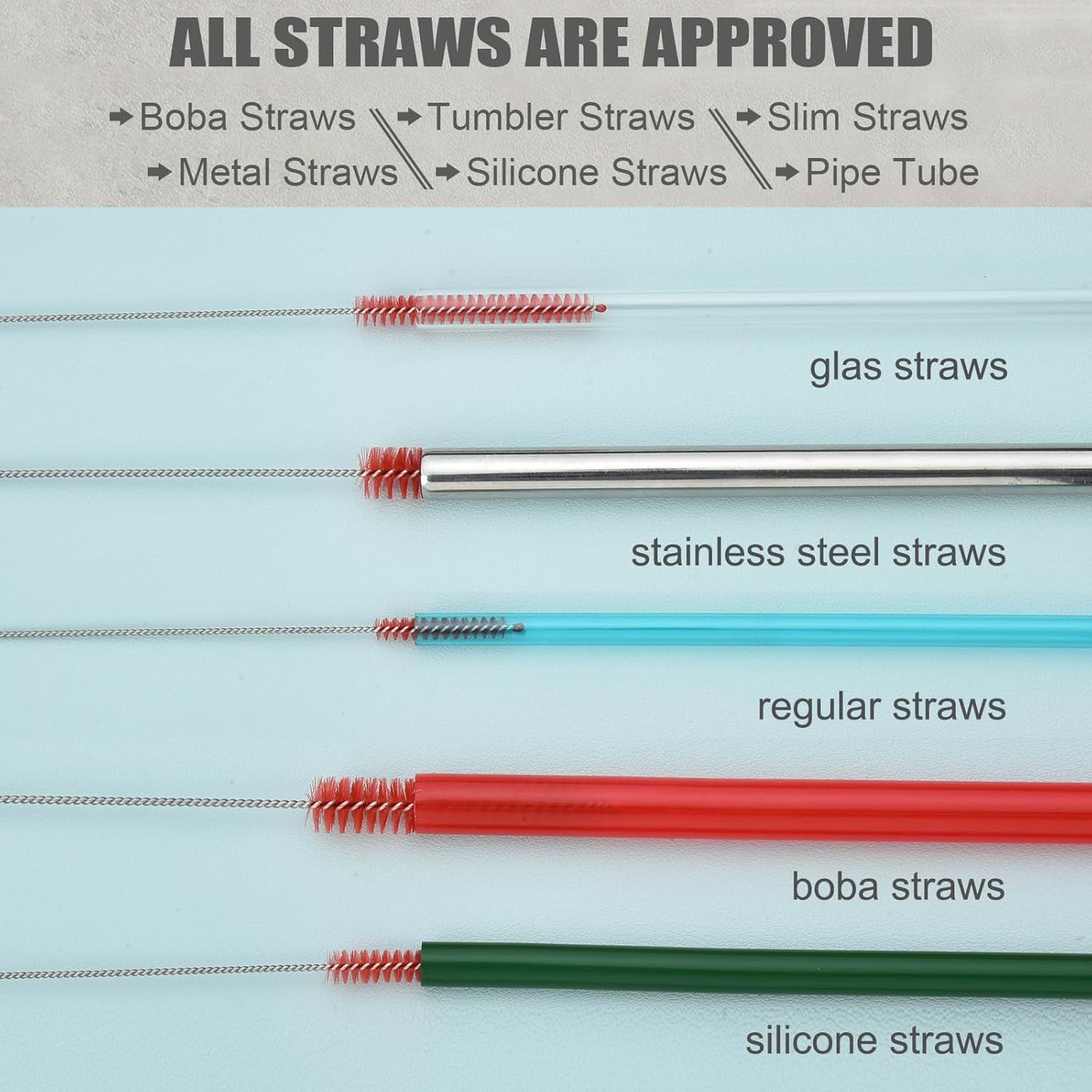 ALINK 8-Pack Red Bottle Brush Cleaner Set - Long Cleaning Brush for Narrow Neck Wine/Beer Bottles, Thermos, Hummingbird Feeder, Spout, Lids and Straws