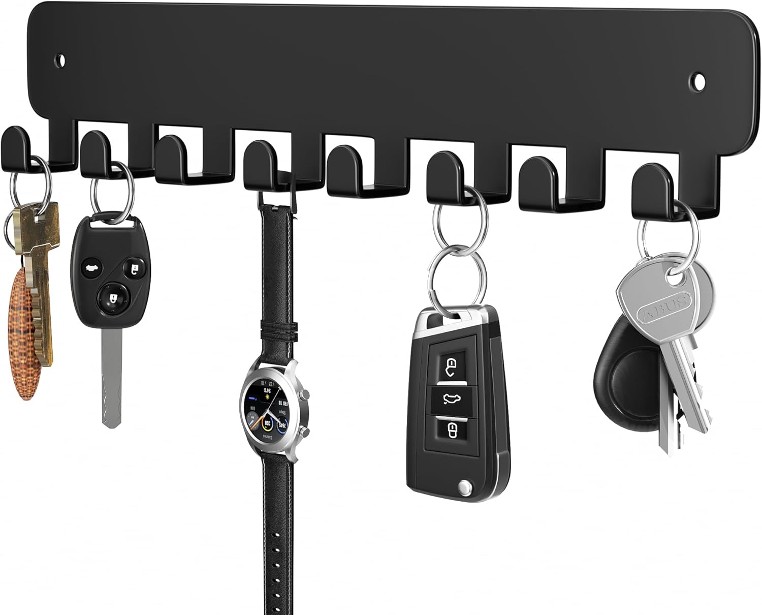 pickpiff Key Holder Wall Mount, Adhesive Key Rack with 8 Hooks Hanger 