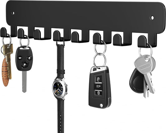 pickpiff Key Holder Wall Mount, Adhesive Key Rack with 8 Hooks Hanger 
