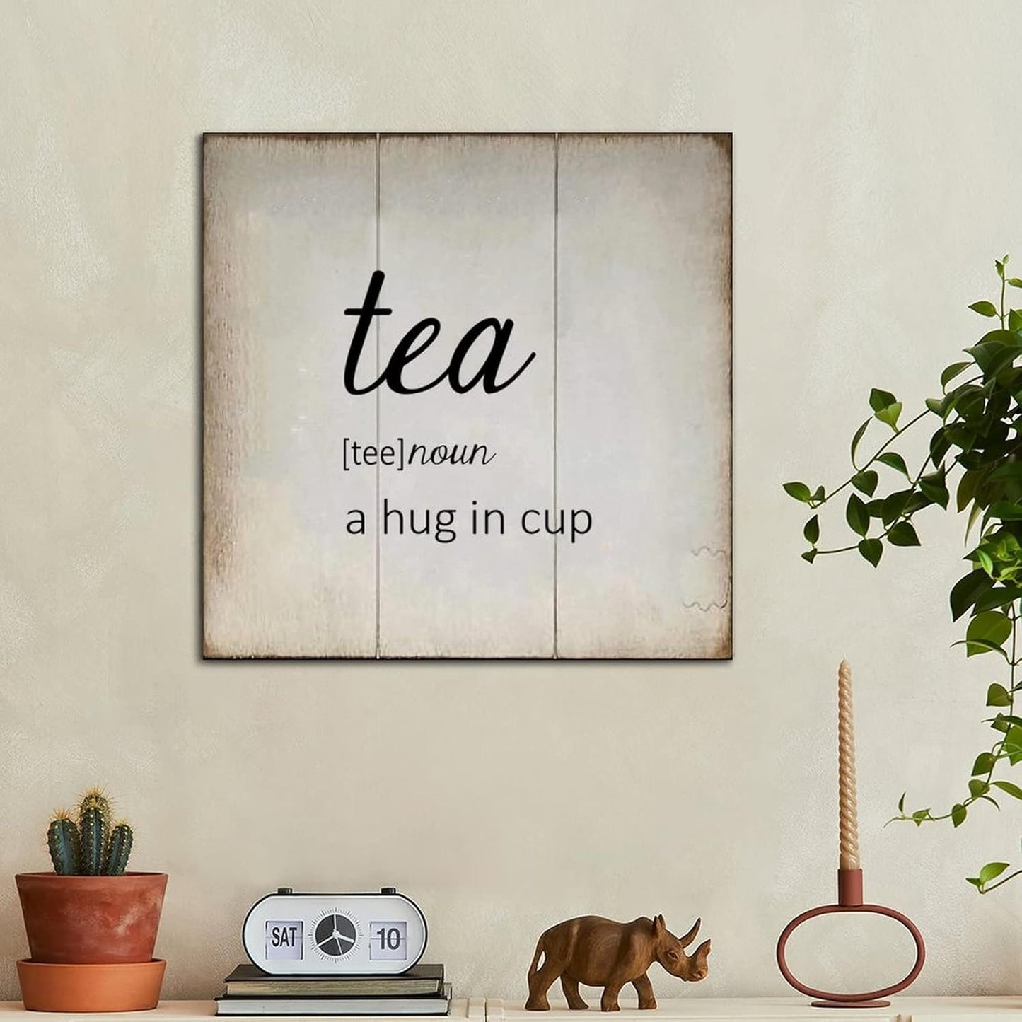 LITTLEGROVE SEEDS Rustic Wood Signs Tea Definition Typography Wood Plaque Tea Wall Decorations for Living Room Rustic Wall Art for Home Man Cave Door Porch Garden Party 16x16in