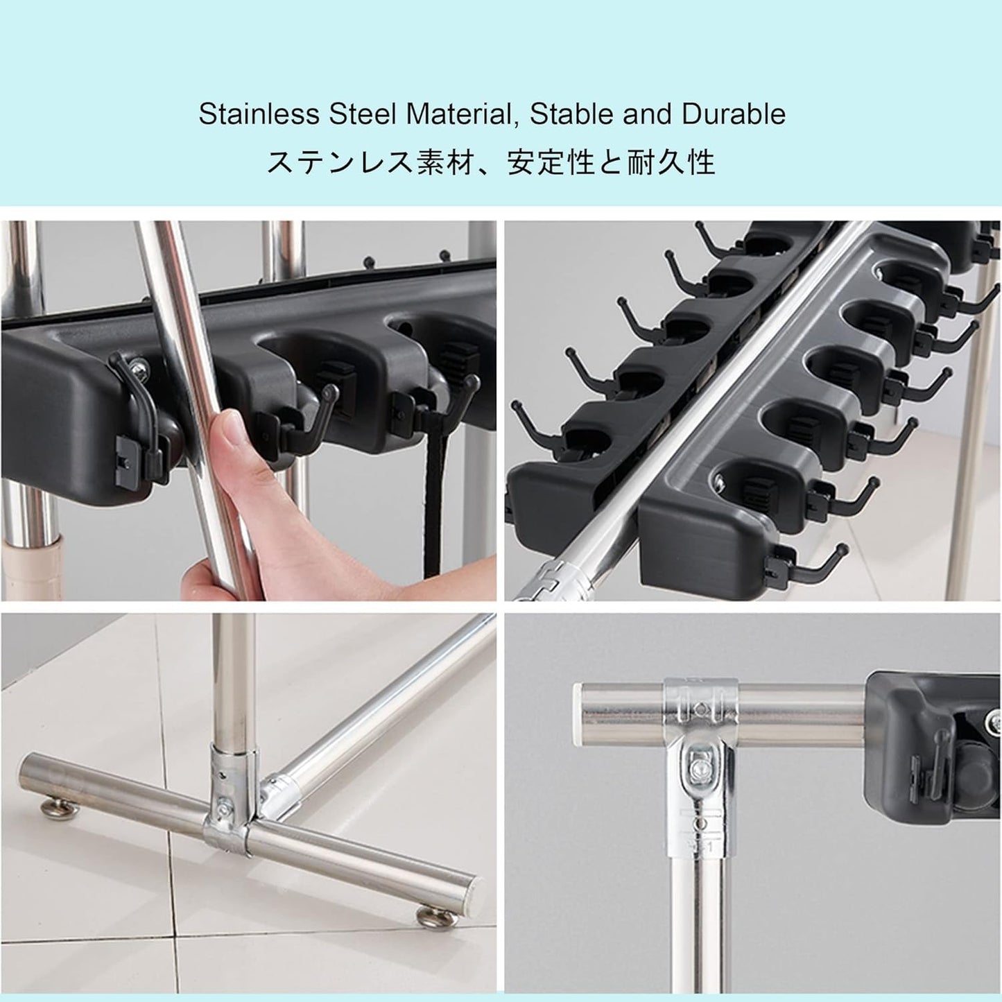 Utility Holder for Mops and Brooms,Movable Floor-Mounted Commercial Mo