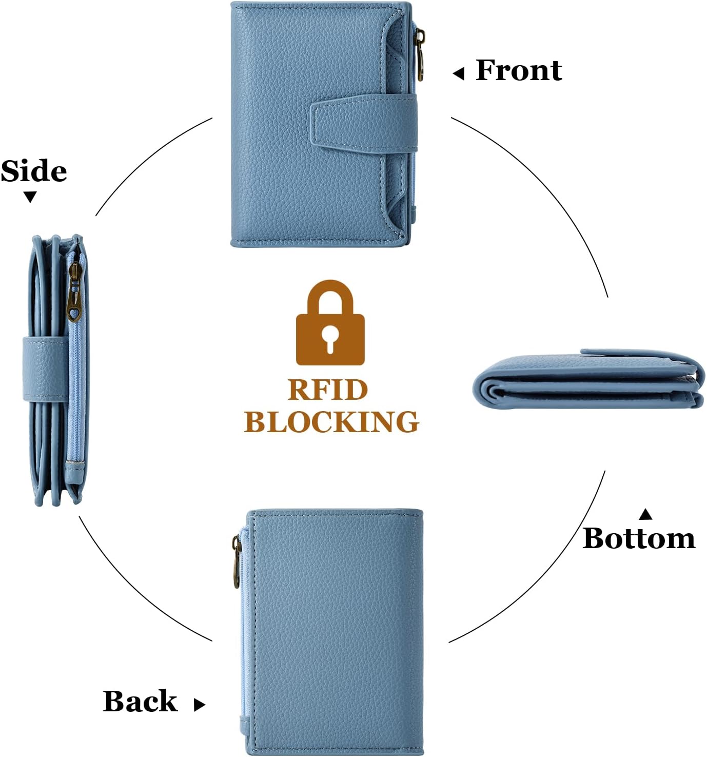 Small Wallet Women RFID Blocking Soft Leather Bifold Compact Card Hold