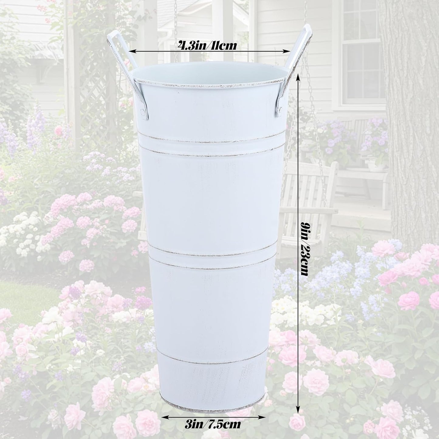 MIVIDE 6 Pack 9 Inch Galvanized Flower Bar Buckets, Flower Buckets for