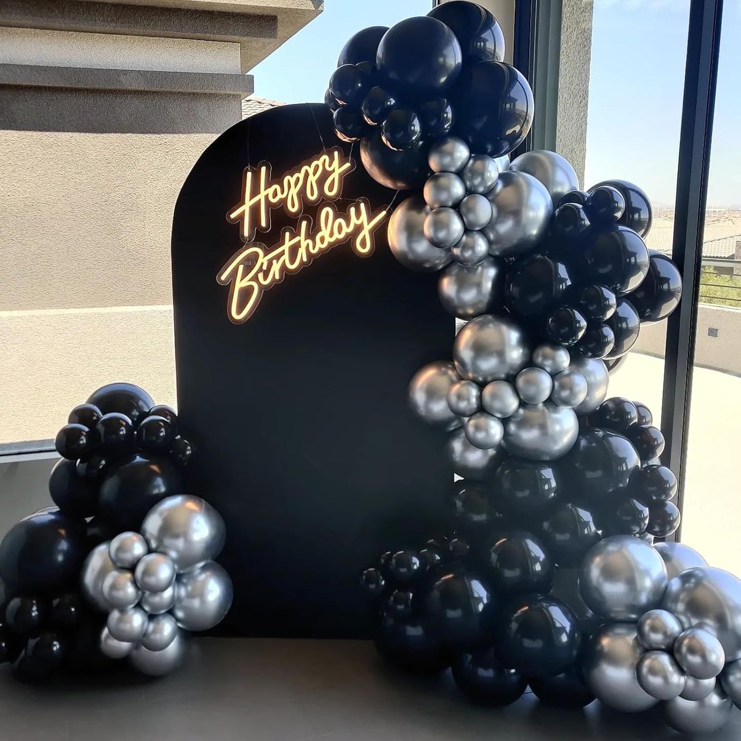 120pcs Black Balloon Arch Kit, 18 12 10 5 inch Black Latex Balloons Different Sizes Balloon Garland for Graduation Halloween Birthday Party Decorations