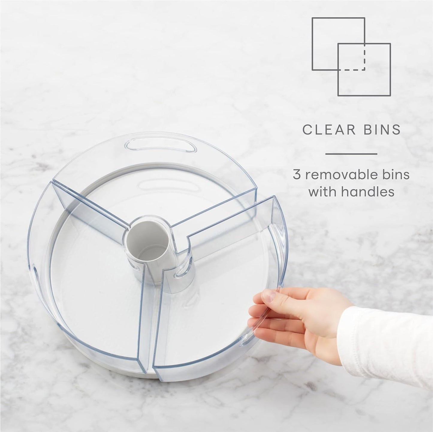 YouCopia Crazy Susan Lazy Susan Organizer, 3 BPA-Free Removable Clear 