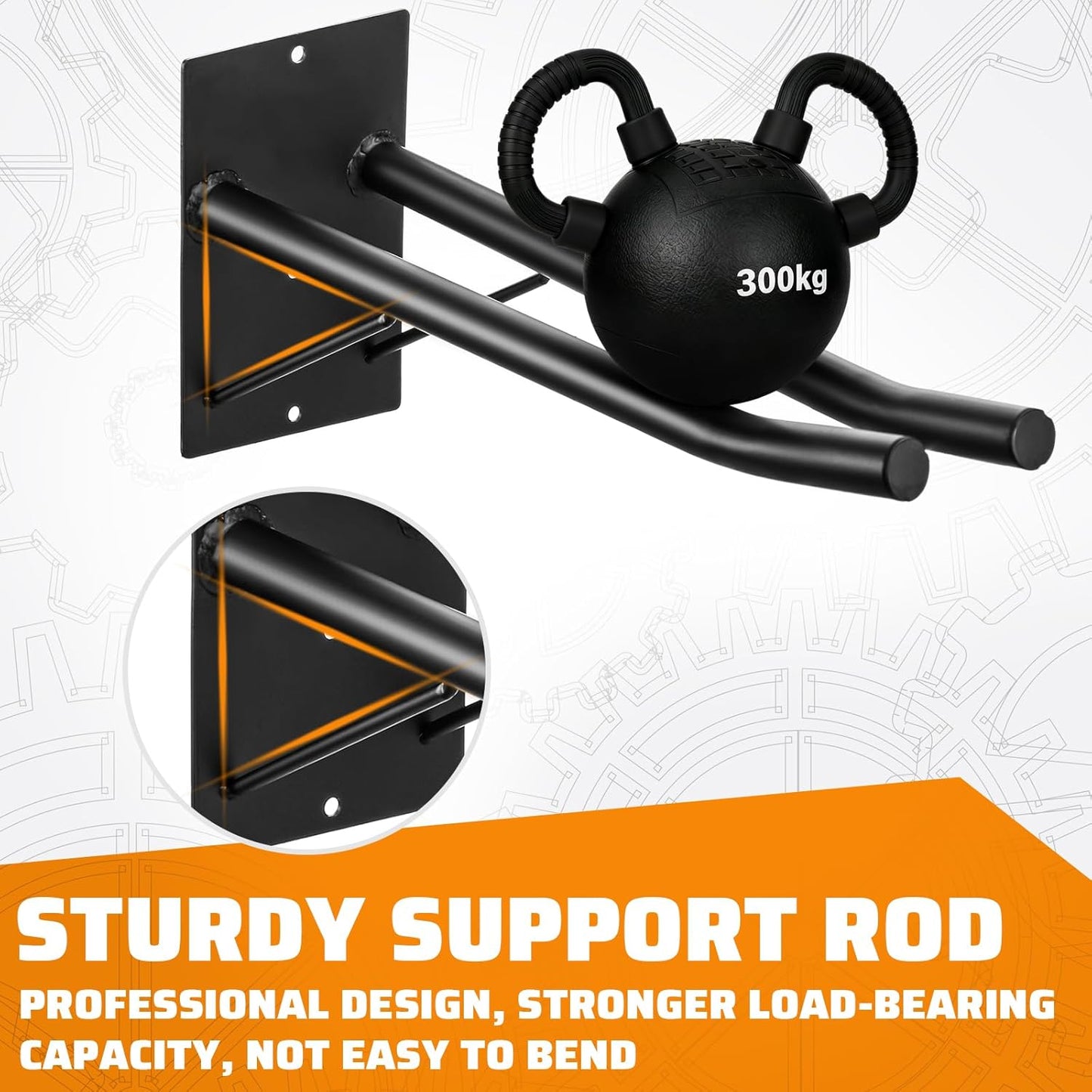 12.6'' Heavy Duty Garage Hooks, 4 Pack Garage Storage Hooks with Support Rods, Utility Wall Mount Hangers for Power Tools, Car Tires, Ladders, Chairs, Garden Tools and More