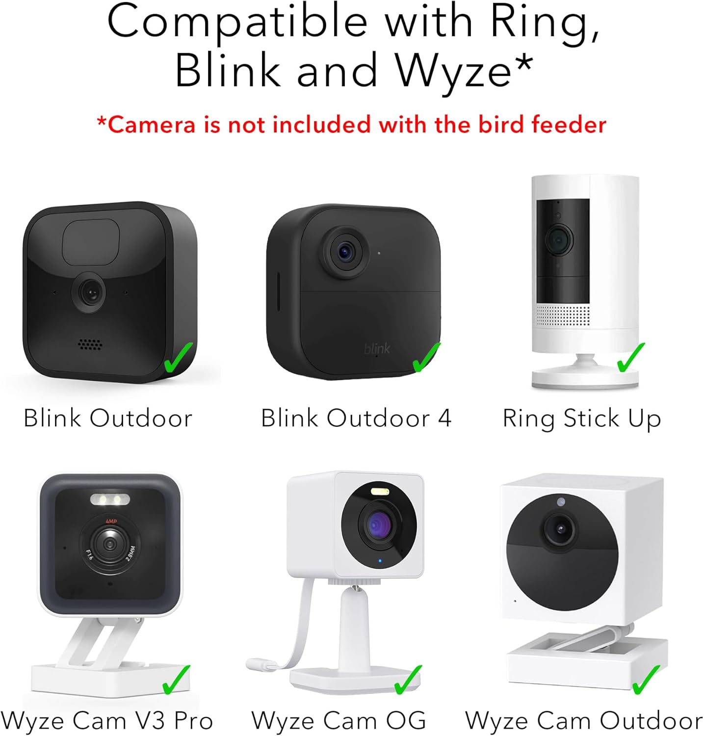 Wasserstein Bird Feeder Camera Case Compatible with Blink, Wyze & Ring Security Cameras Including Blink Outdoor 4, Wyze Cam OG & Ring Stick Up Camera (Camera NOT Included)