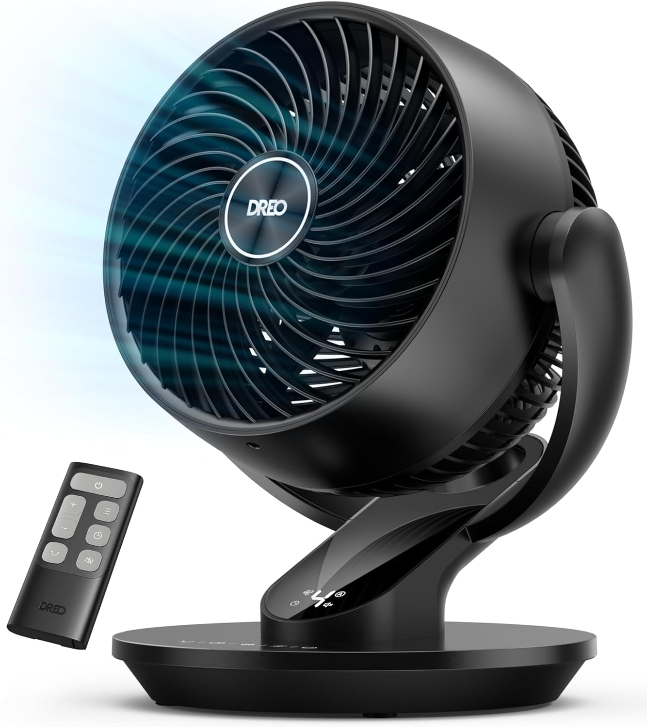 DREO Fan for Bedroom, 13-Inch Oscillating Table Air Circulator Fan for Whole Room, 120° Tilt Adjustment, 28dB Ultra-Quiet, 70ft Powerful Airflow, 4 Speeds Desk Fans with Remote for Home, Office