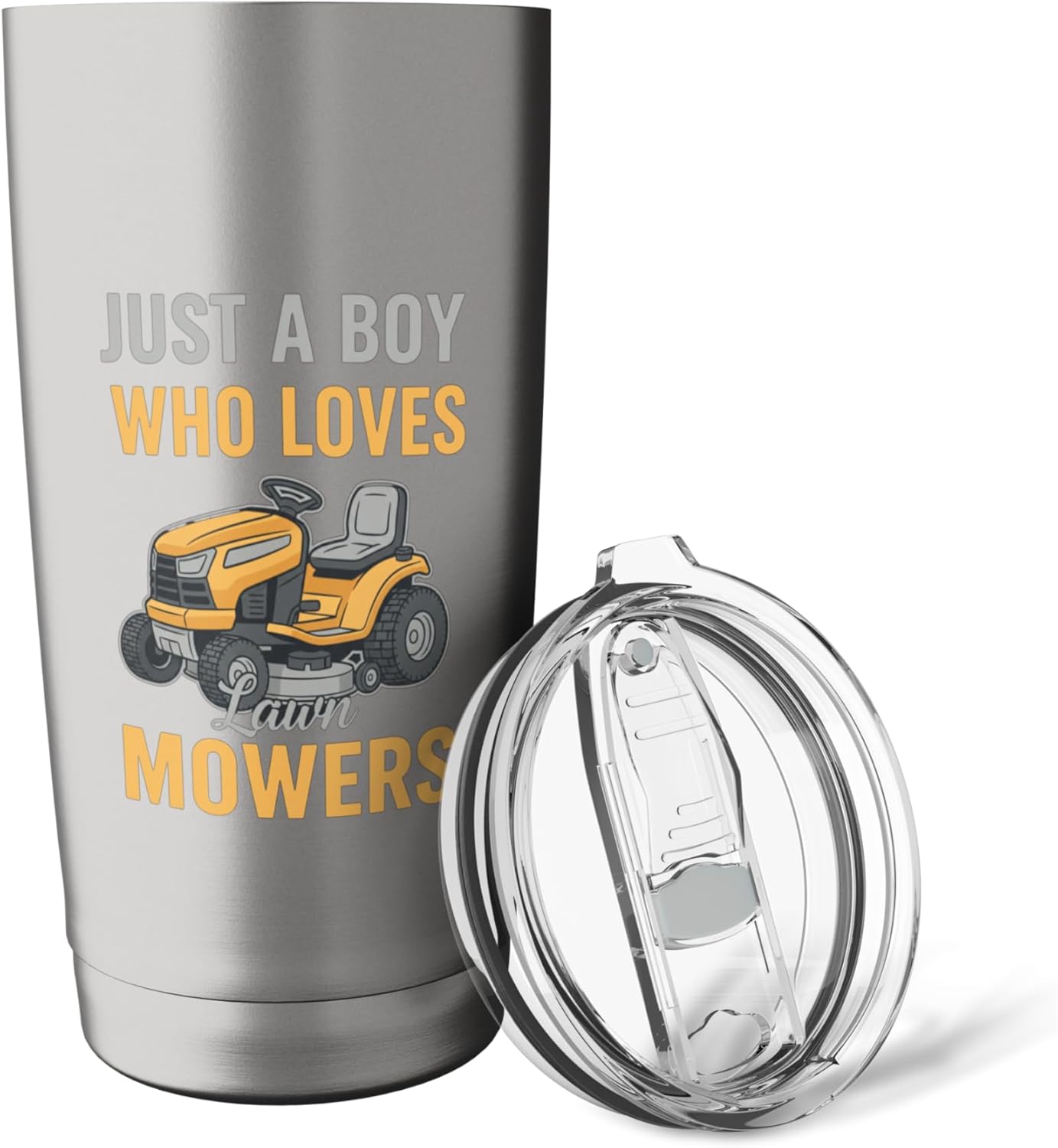 Just A Boy Who Loves Lawn Mowers Funny Boys Garden Tractor Stainless Steel Insulated Tumbler