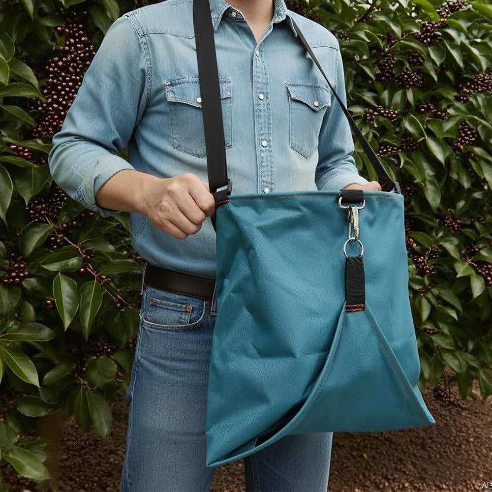 MiOYOOW Fruit Picking Bag, Waterproof Gardening Picking Apron Harvest Storage Pouch with Adjustable Strap for Farm