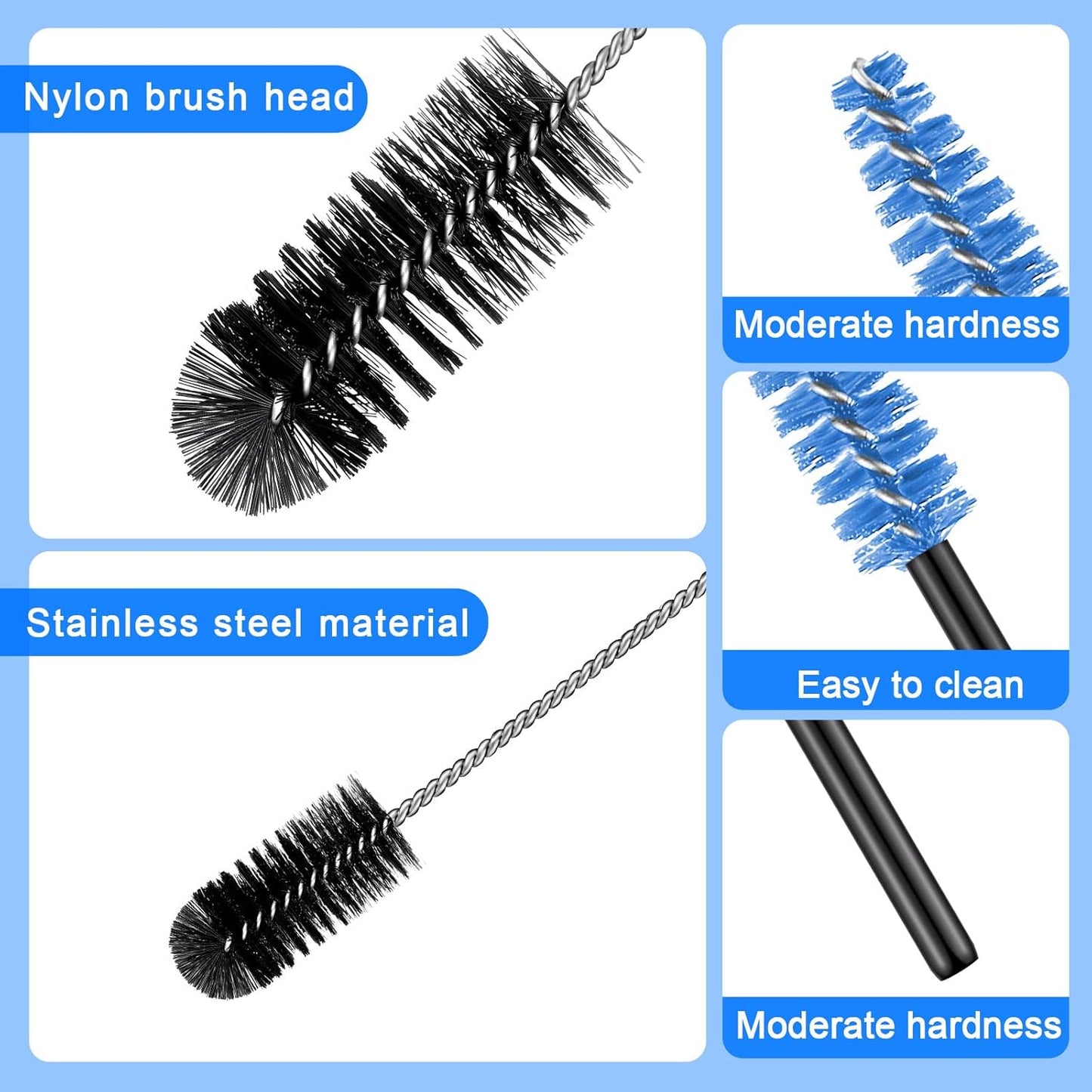 37 Pieces Hummingbird Feeder Cleaning Brush 3 Size Mini Nylon Tube Brushes Set 2 in 1 Double Headed Hummingbird Brush Cleaner for Bottles Tubes Jars Bird Feeder(Black)