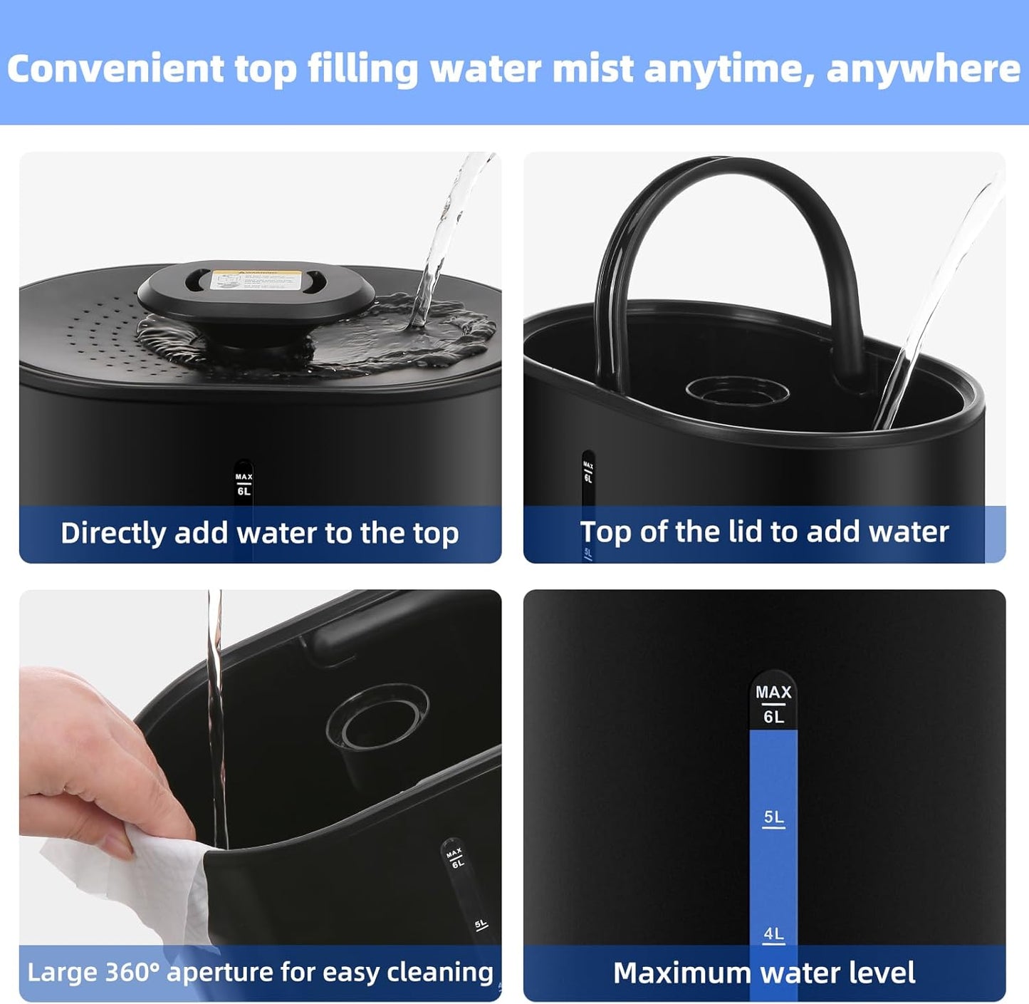 6L Humidifiers for Bedroom Large Room Home,Cool and Warm Humidifier fo
