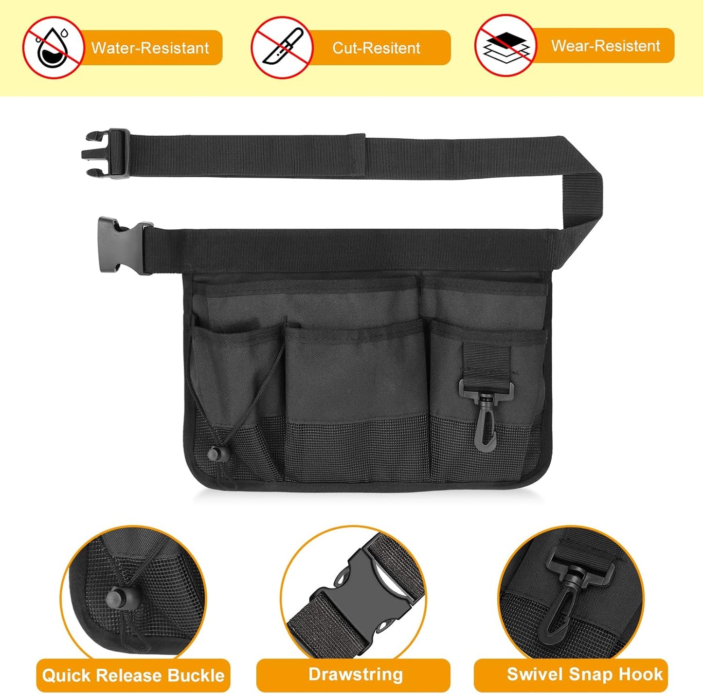 Gardening Tool Waist Bag Belt Heavy Duty Oxford Tool Apron with 7 Pock
