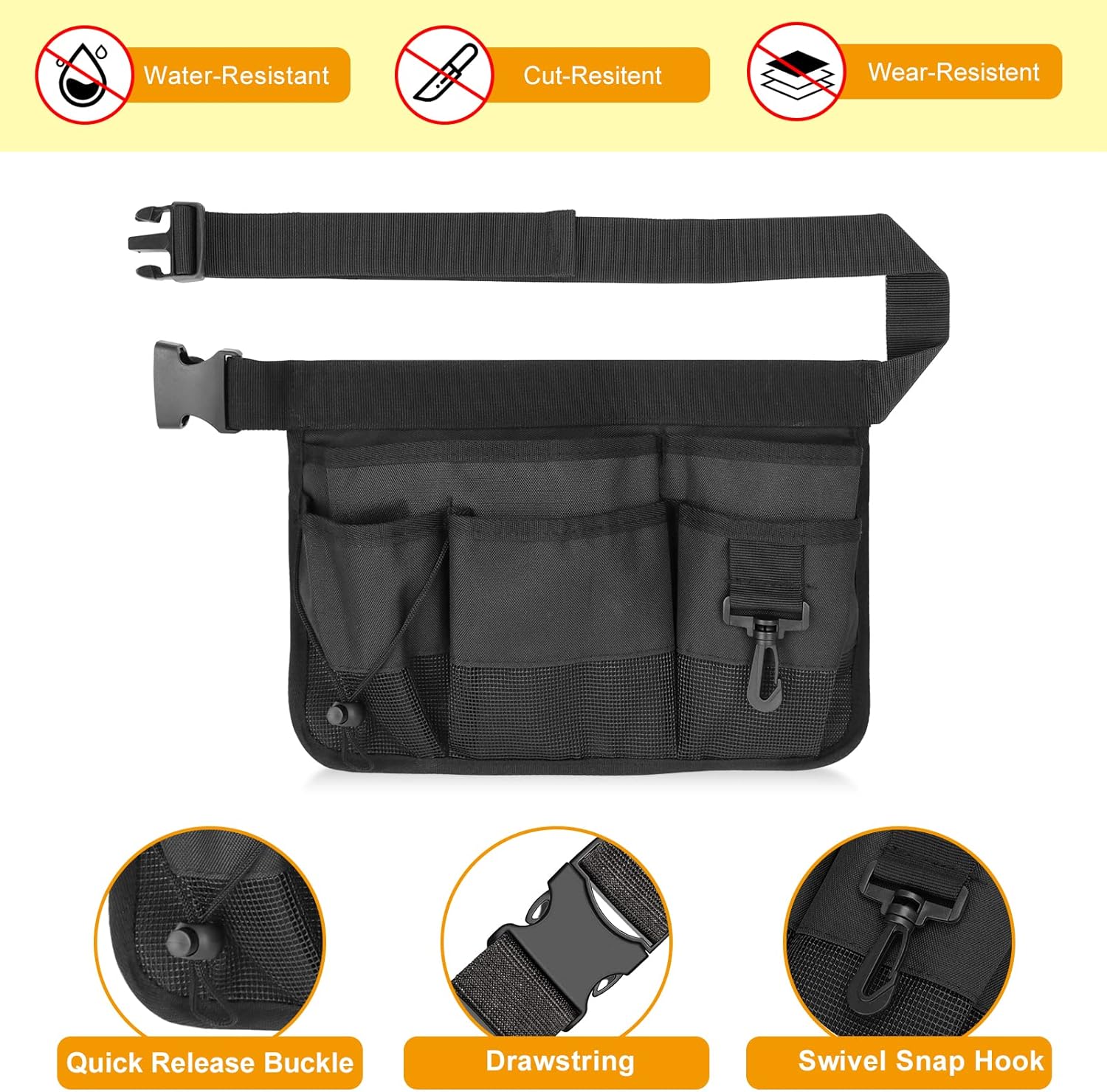Gardening Tool Waist Bag Belt Heavy Duty Oxford Tool Apron with 7 Pock