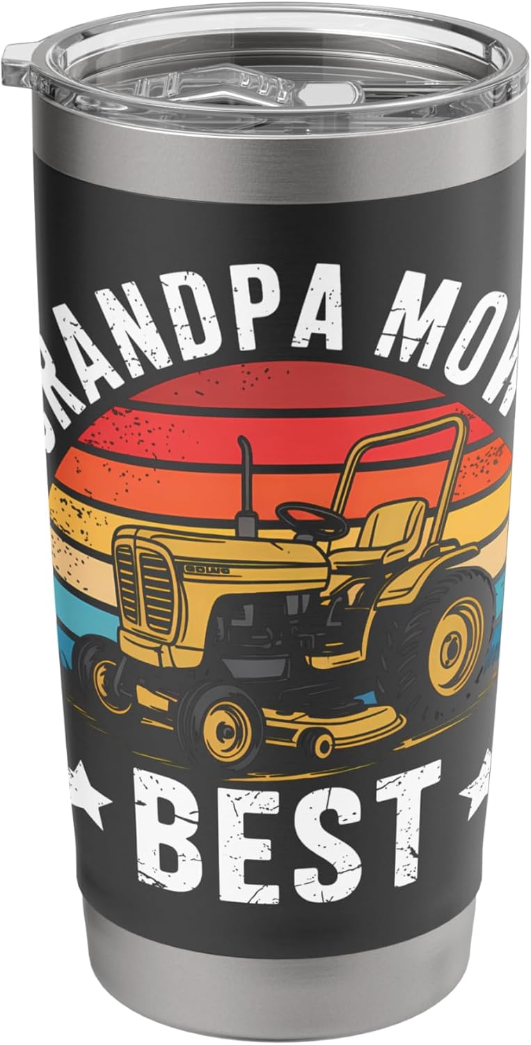 Grandpa Mows Best Funny Lawn Care Mowing Gardener Stainless Steel Insulated Tumbler