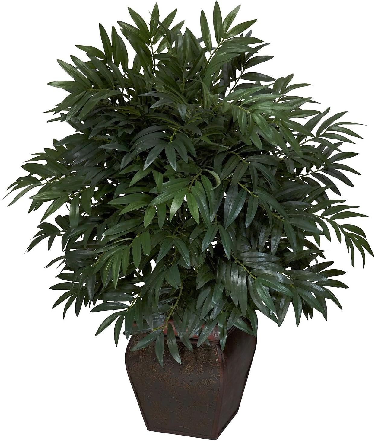 Nearly Natural Double Bamboo Palm with Decorative Planter Silk Plant