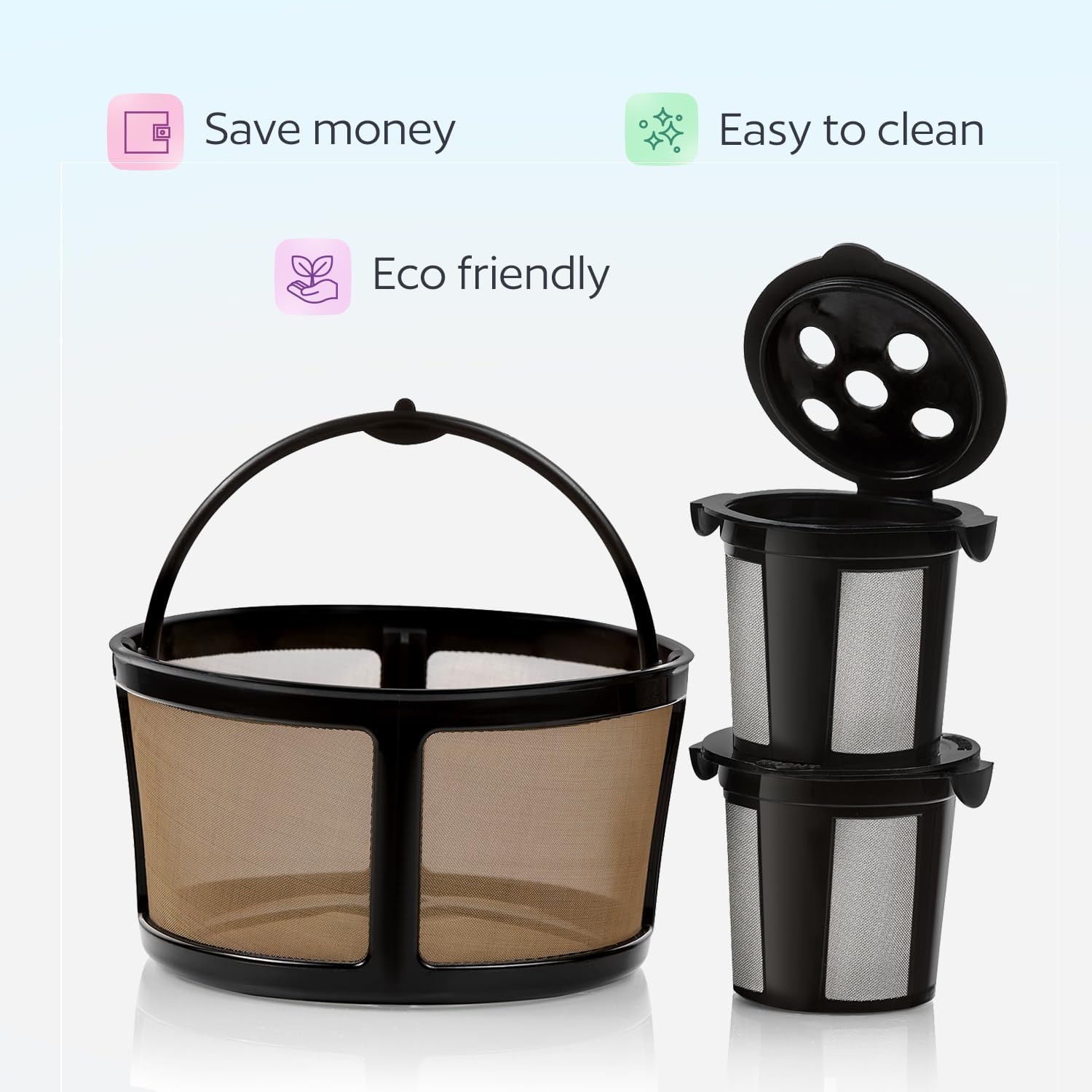 2 Reusable K Cups and Basket Coffee Filter for Keurig K-Duo Hot & Iced