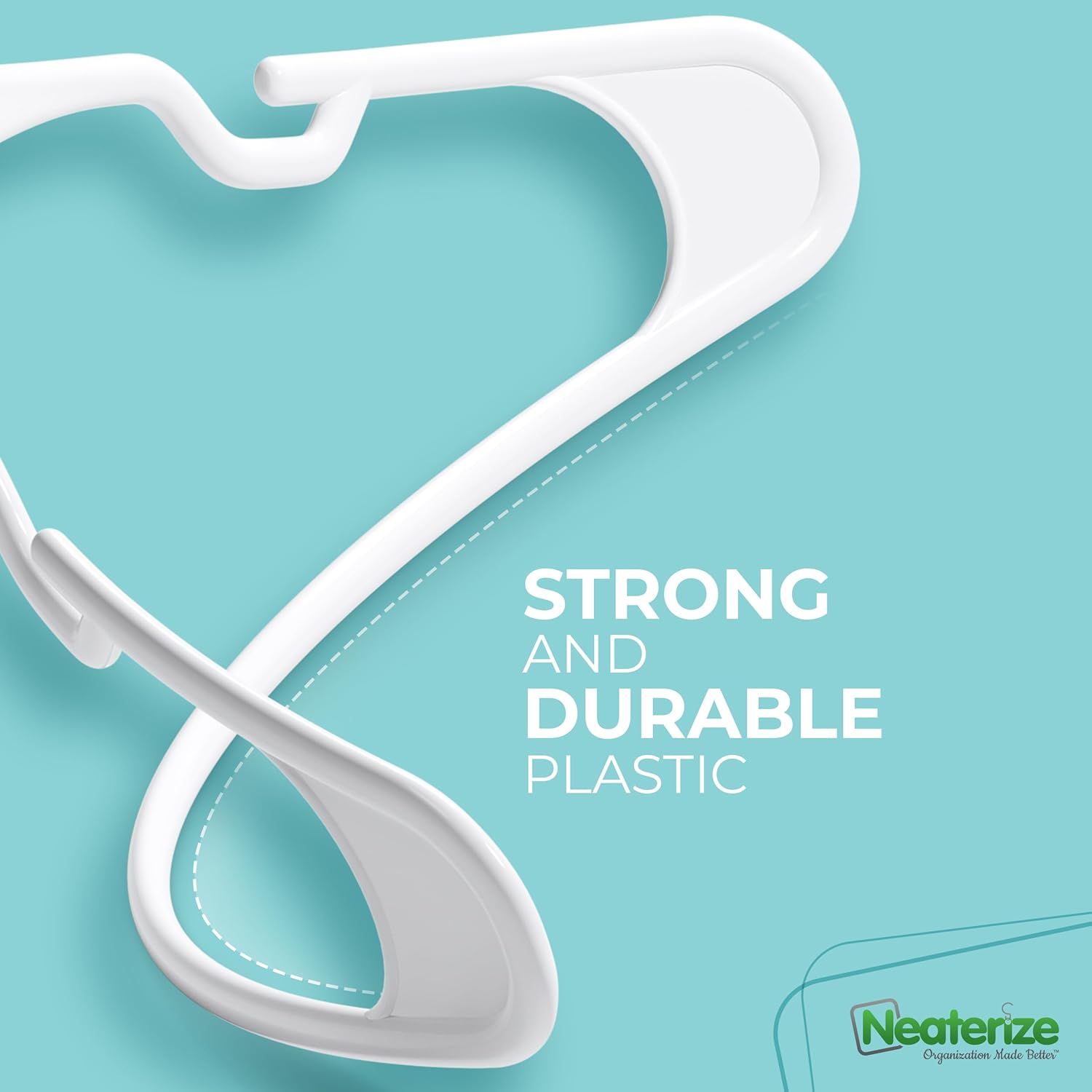 NEATERIZE Clothes Hangers Plastic 100 Pack for Adults - Plastic Hanger