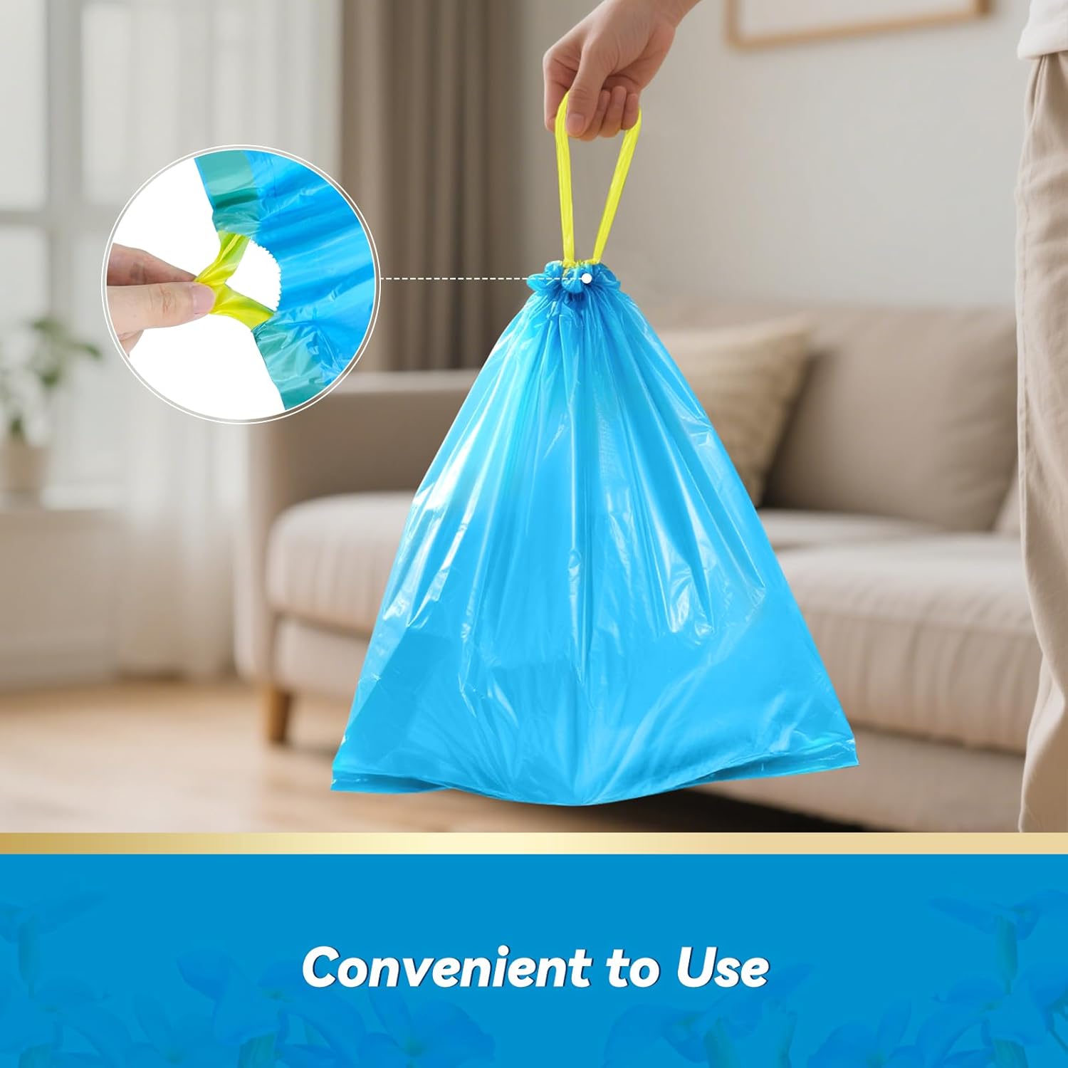 300 Count 15 Micron Extra Thick 4 Gallon Drawstring Small Trash Bags, 