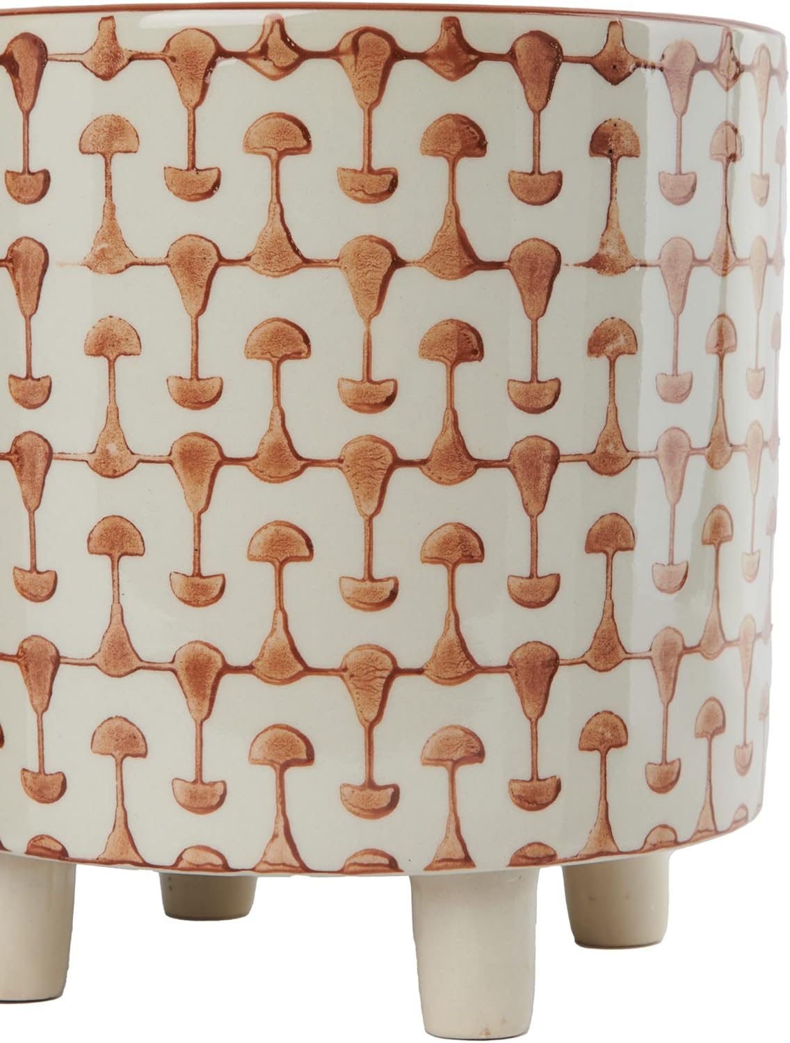 Creative Co-Op Footed Stoneware Planter with Abstract Print, Rust and 
