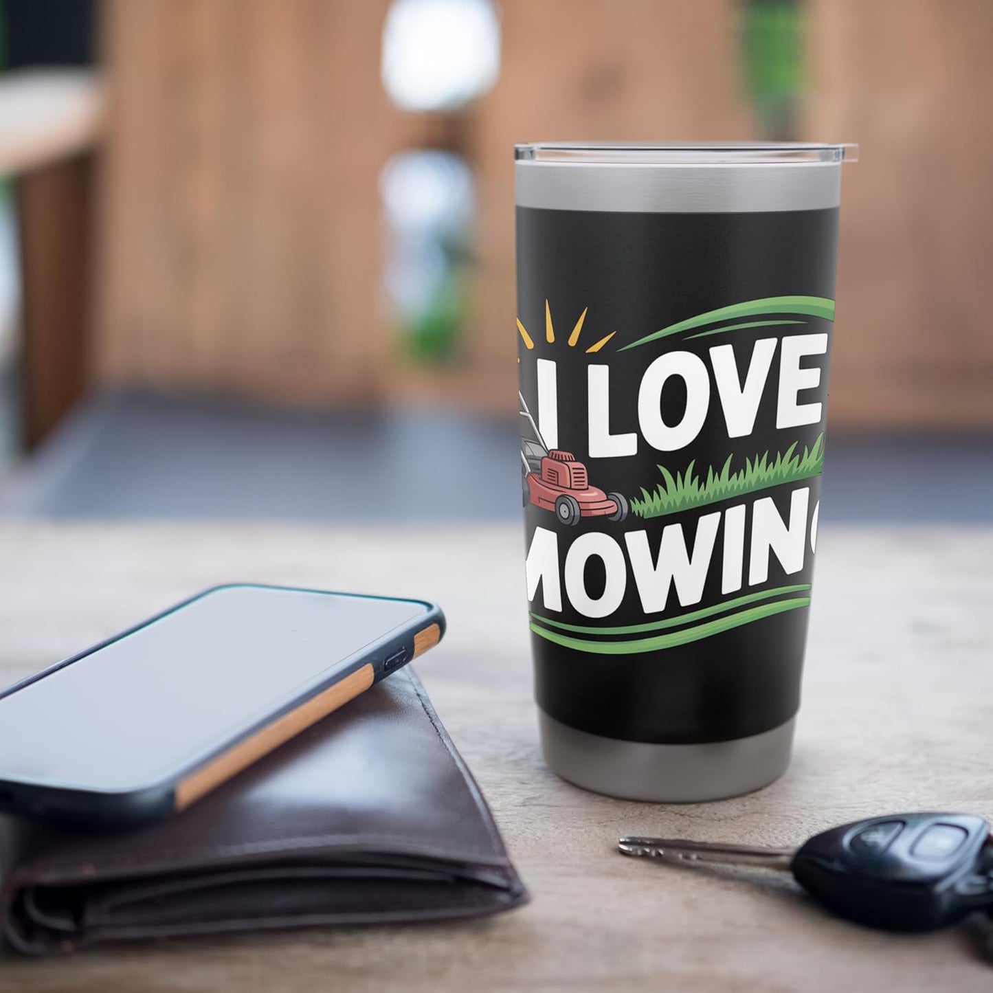 I Love Mowing Lawn Care Graphic Stainless Steel Insulated Tumbler