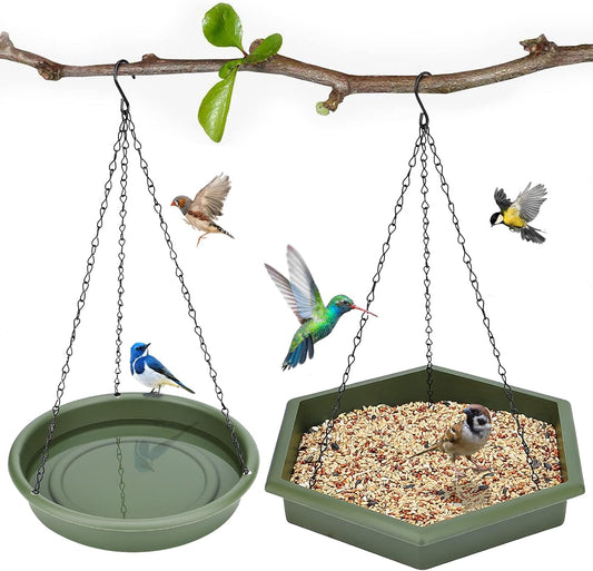 Hanging Bird Bath，2 in 1 XL Hanging Bird Feeder & Birds Bath for Outsi