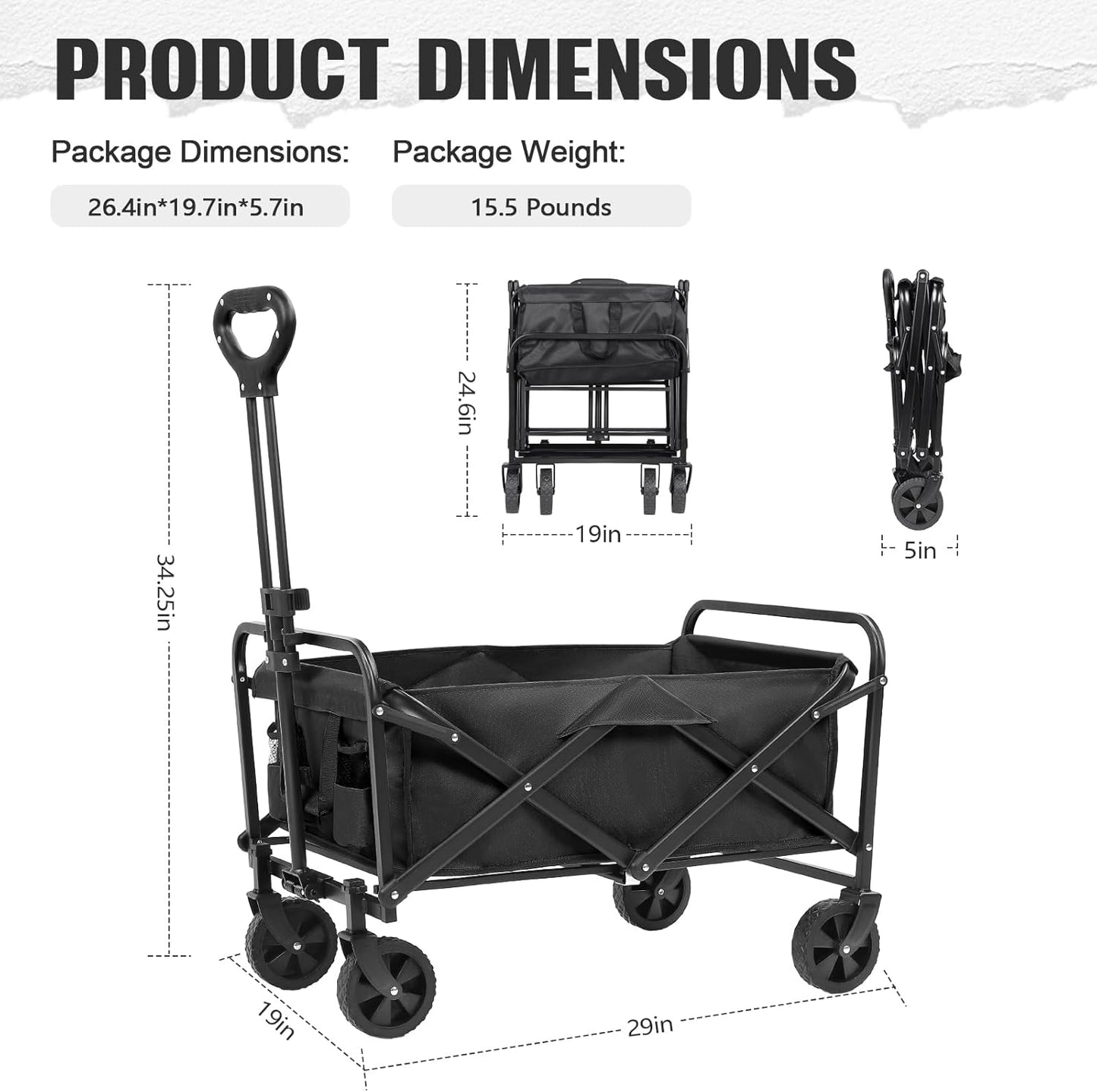 Collapsible Wagon Cart Foldable,Wagon Carts with Wheels Folding,Utilit
