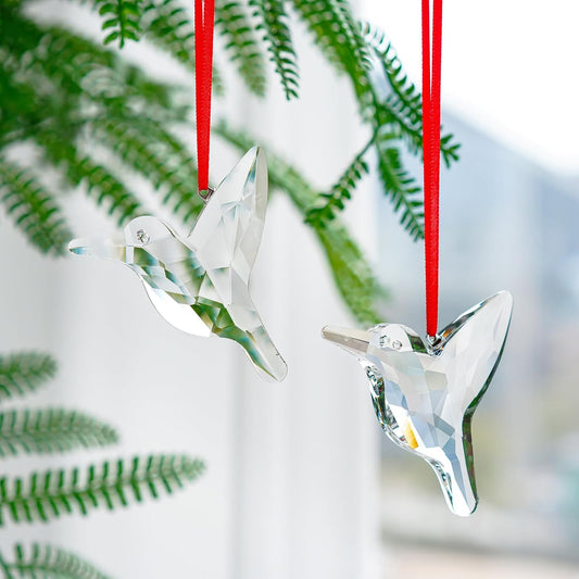 H&D HYALINE & DORA Set of 2 Crystal Hummingbird Suncatchers Rainbow Glass Hummingbird Sun Catcher Hanging Crystals for Window Garden Home Christmas Decor(3 inch)