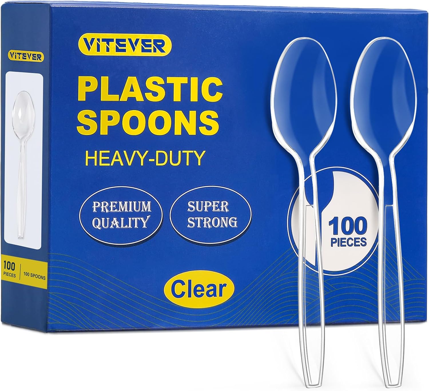 [100 Count] Clear Plastic Spoons Heavy Duty, Premium Disposable Spoons