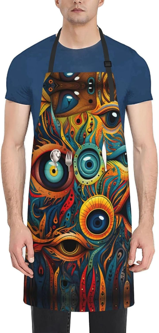 eyes 2 print Waterproof chef's apron with pocket apron for kitchen cooking baking barbecue and gardening