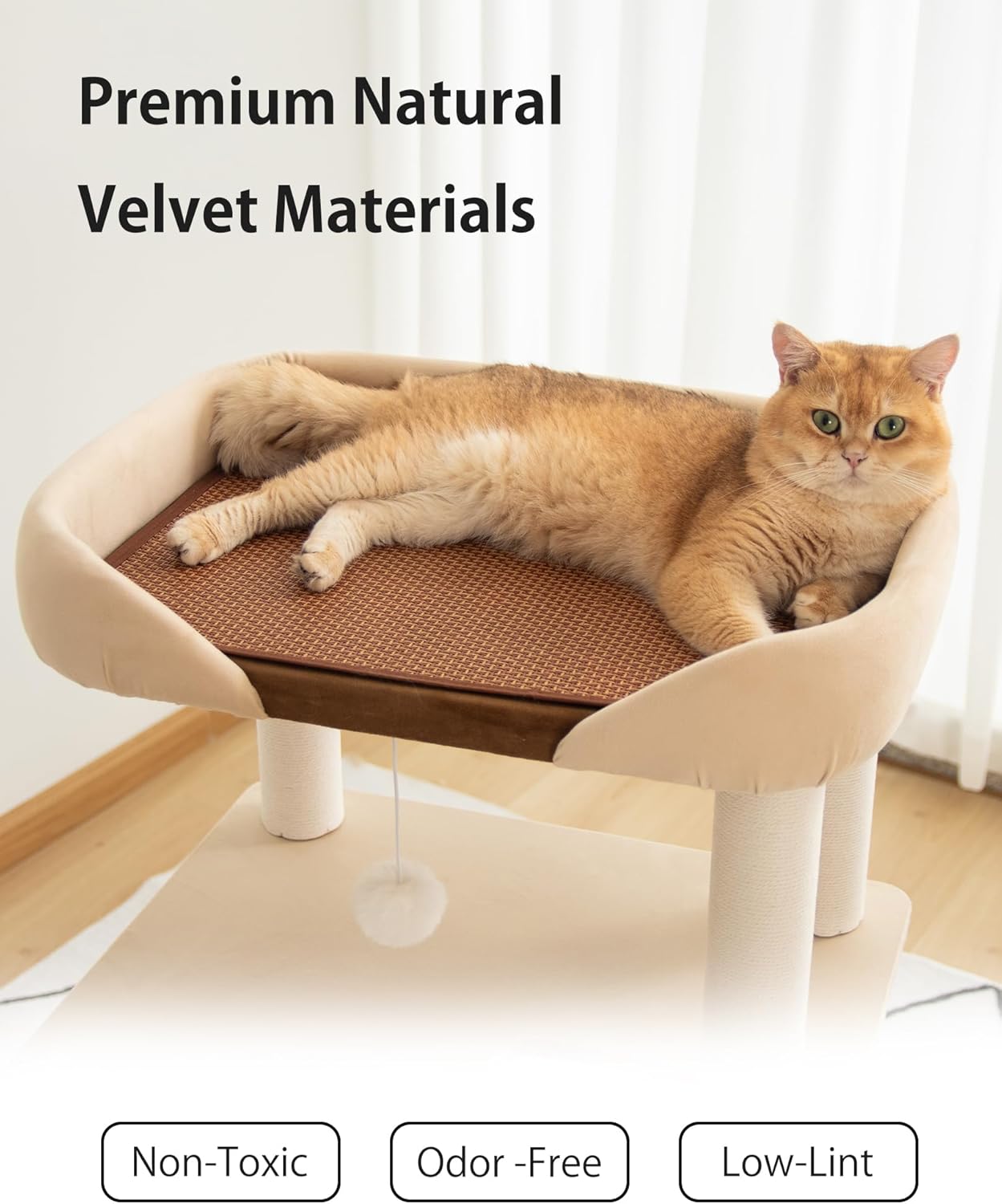 Cat Tree for Large Cats, Modern Senior Friendly Cat Tower with Wide Sh