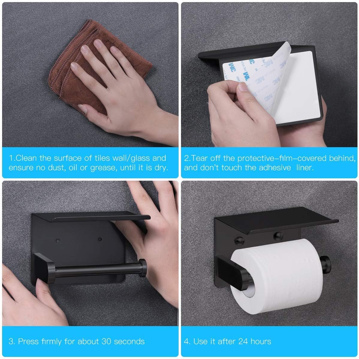 VAEHOLD Self Adhesive Toilet Paper Holder with Phone Shelf Stainless S