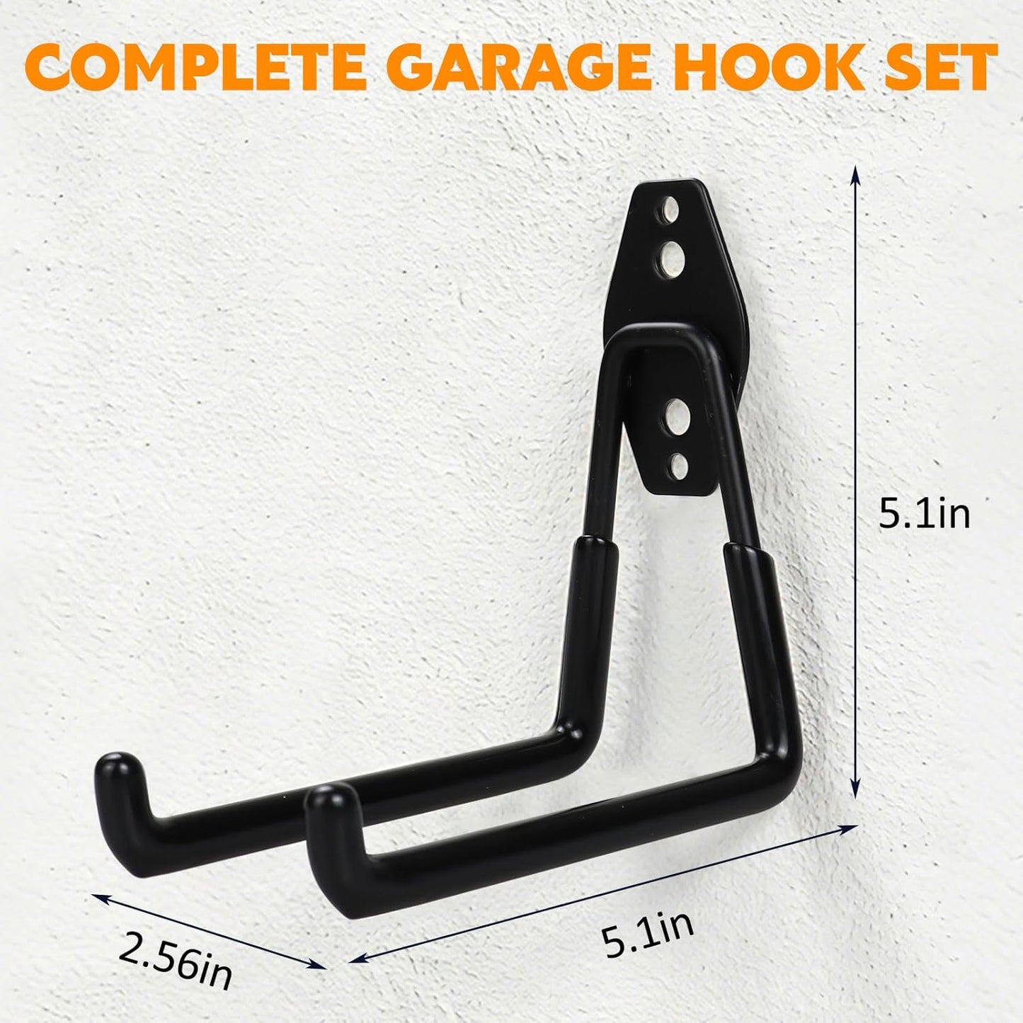 4 Pack Heavy Duty Garage Hooks, 5.1 inch U Shaped Long Hanger, Wall Mounted Storage System, for Power and Garden Tool Hanging, Ladders, Bikes, Hose, Bulk Items and More
