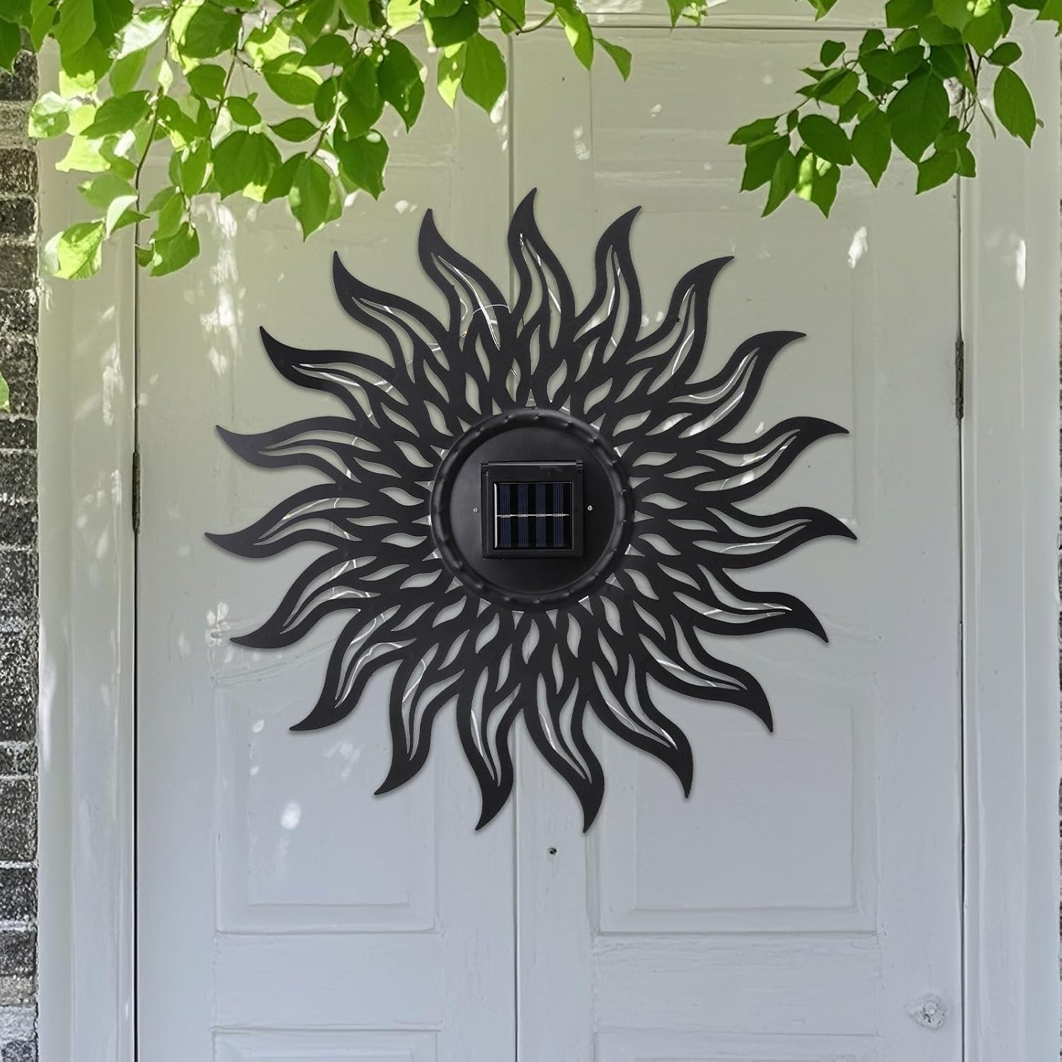 VCUTEKA 20" Sun Metal Wall Art Outdoor Decor Solar Decoration Metal Wa