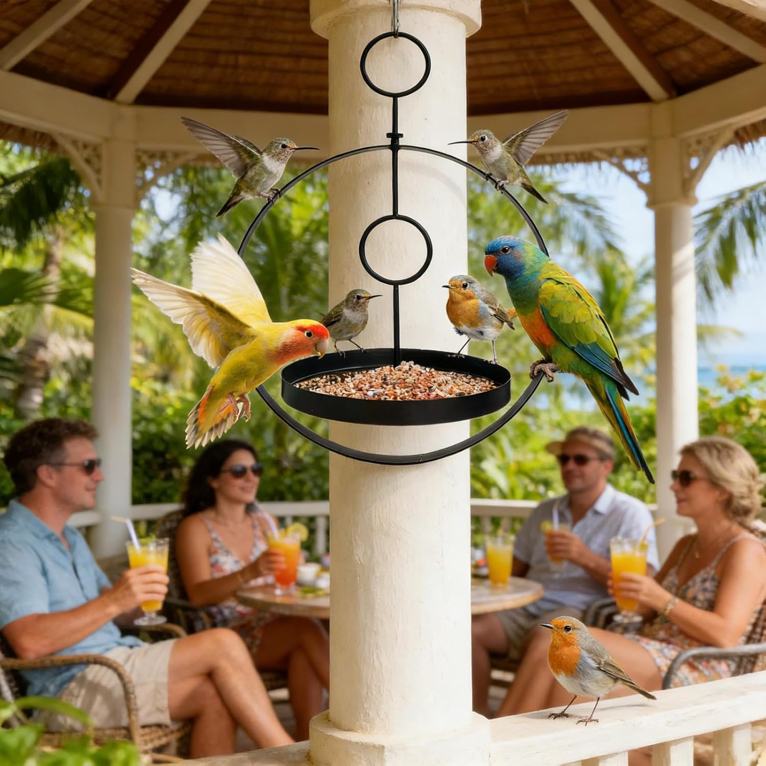 Crow Feeders Outside - Metal Ring Design Weatherproof, Feeding Tray Me