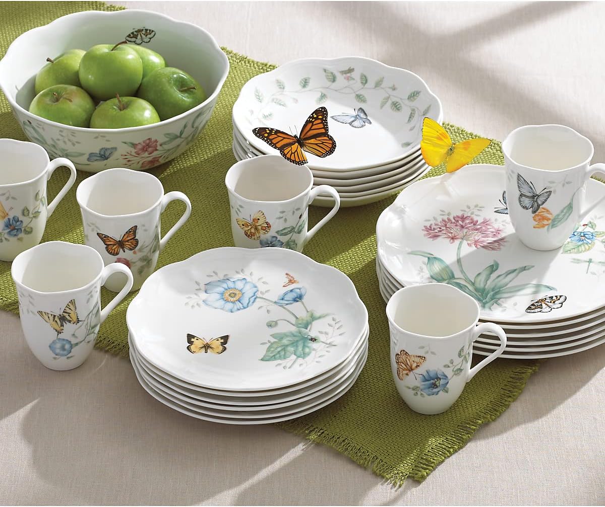 Lenox Dinnerware Set, Butterfly Meadow 18-Piece Set, Service For 6, Wh