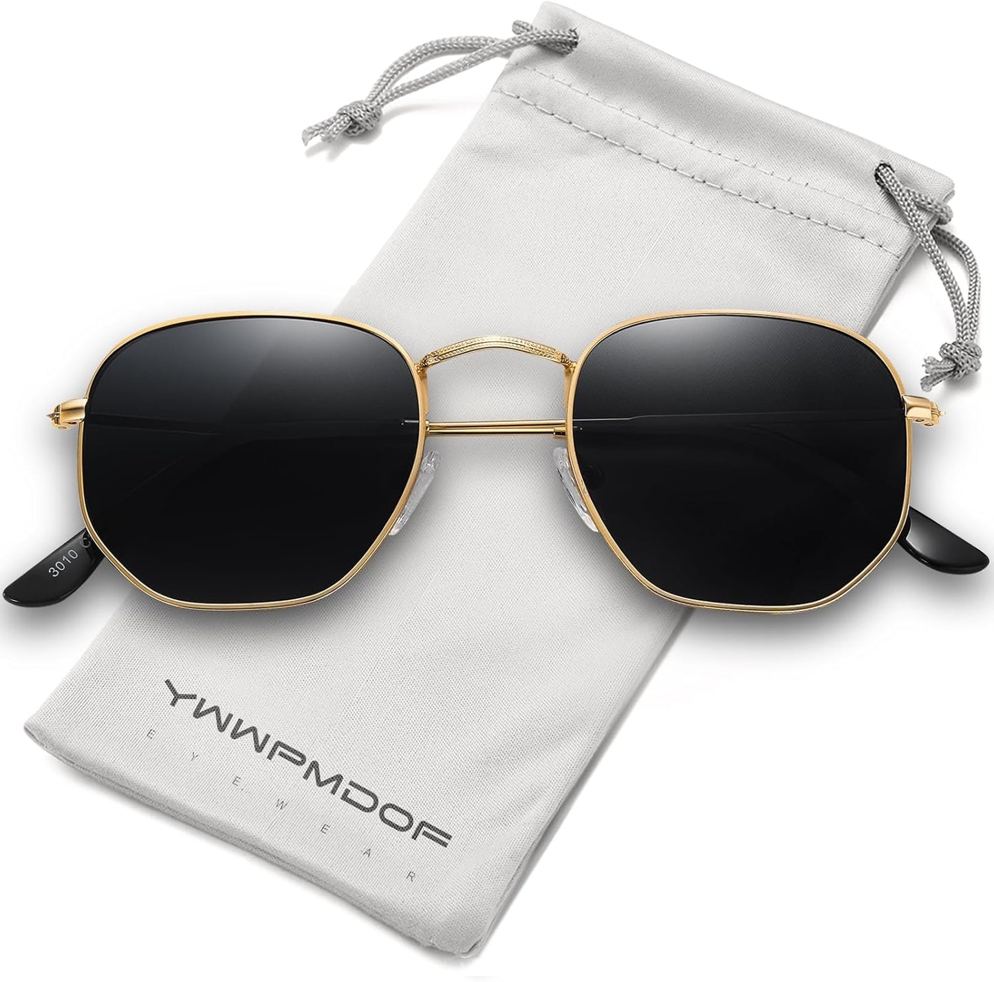 Polarized Sunglasses for Womens Men Trendy Square Hexagonal Flat Mirro