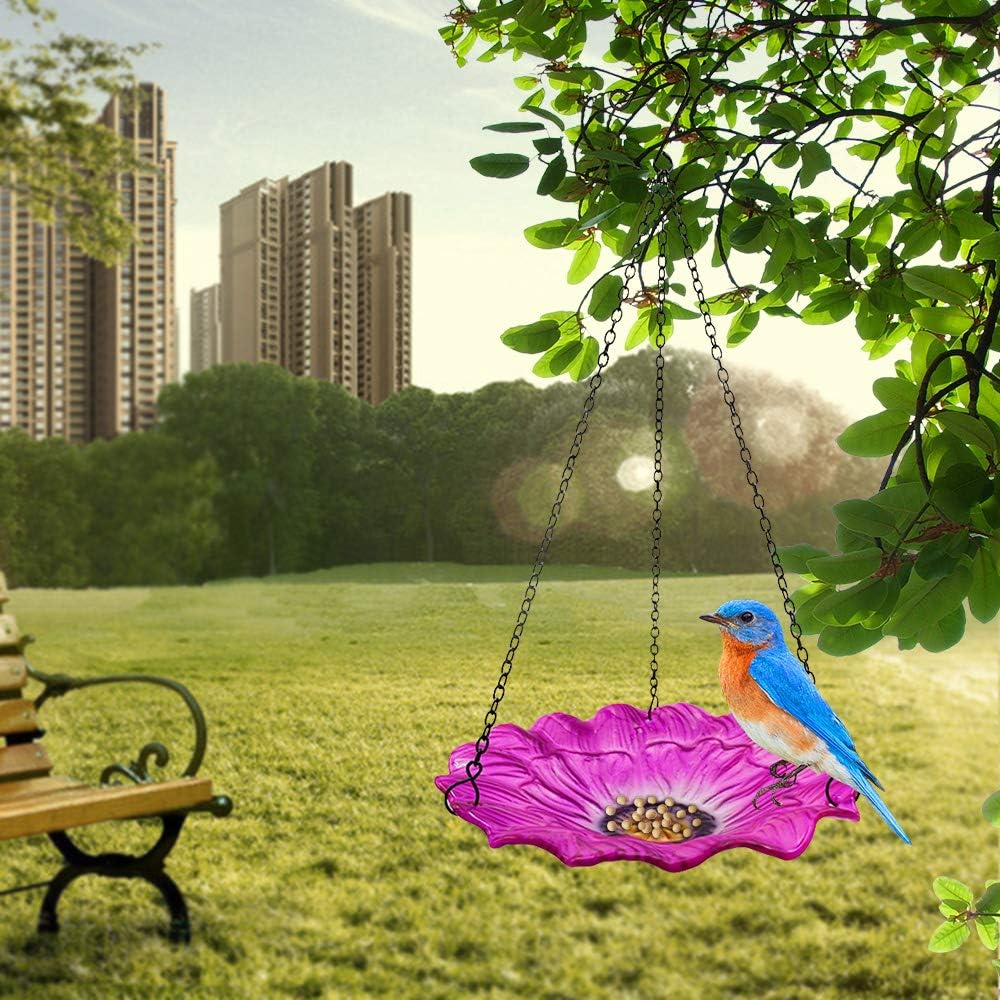 Hanging Tray Bird Feeders for Outside, Flower Shape Bird Feeder Tray, 