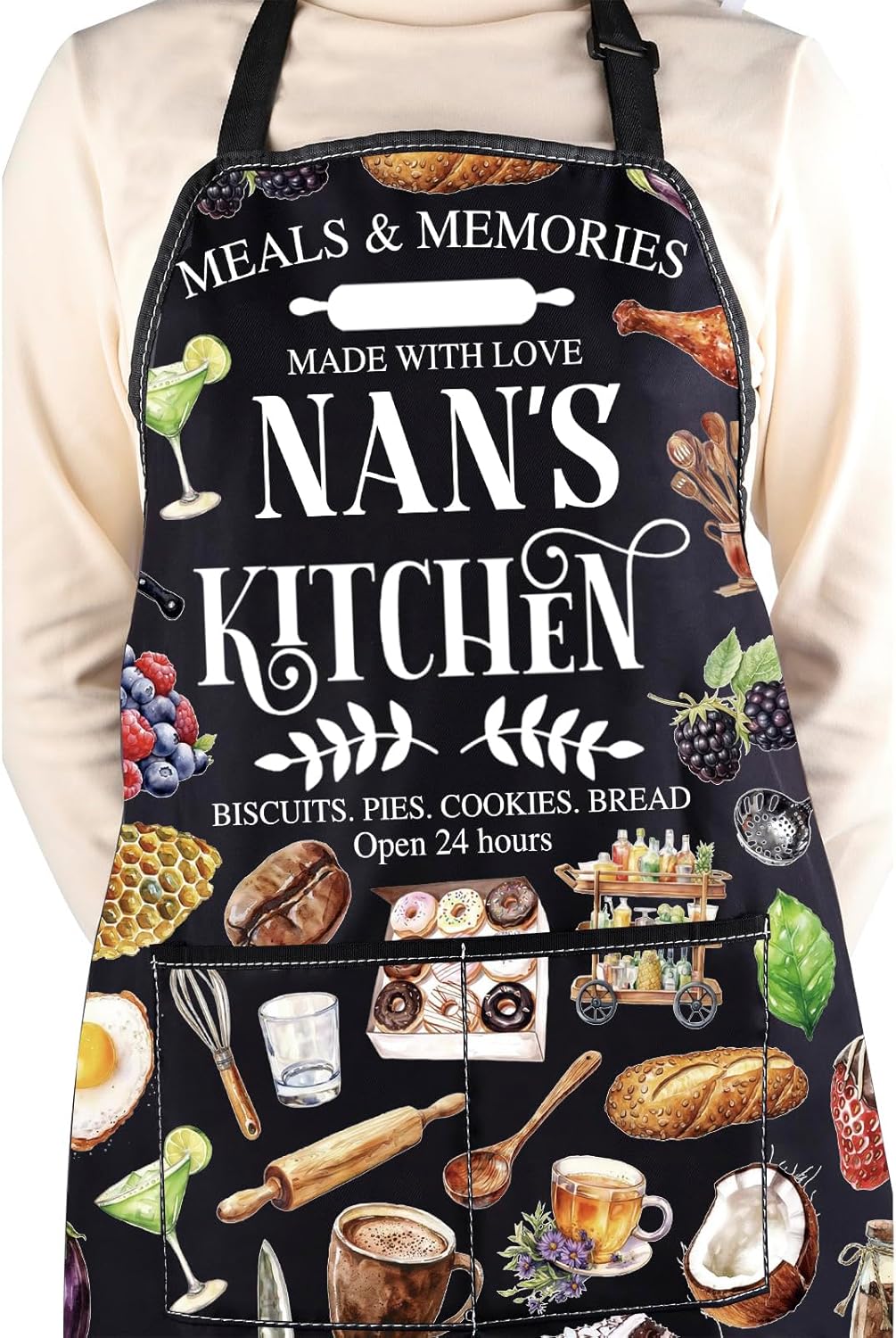 WCGXKO Nan’s Kitchen Apron Grandmother Birthday Gift Best Nan Ever Merch Mother’s Day Gift for Grandma