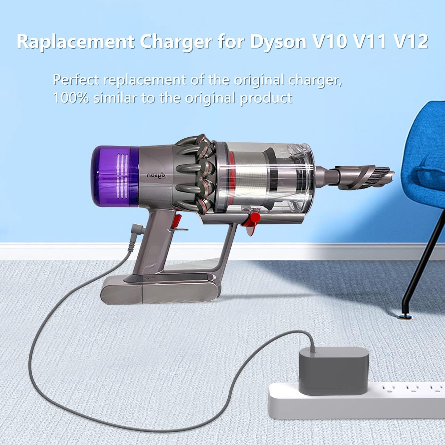 30.45V Replacement for Dyson Vacuum Charger for Dyson V10 V11 V12 V15 SV12 SV14 SV16 SV20 SV22 Absolute Animal Motorhead Cordless Vacuum Power Supply【Not for V6/V7/V8| Charger Port: 4.8 x 1.7 mm】