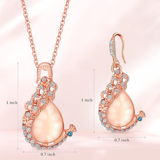MTLEE 4 Set Peacock Jewelry Sets for Women Crystal Necklace Earrings R