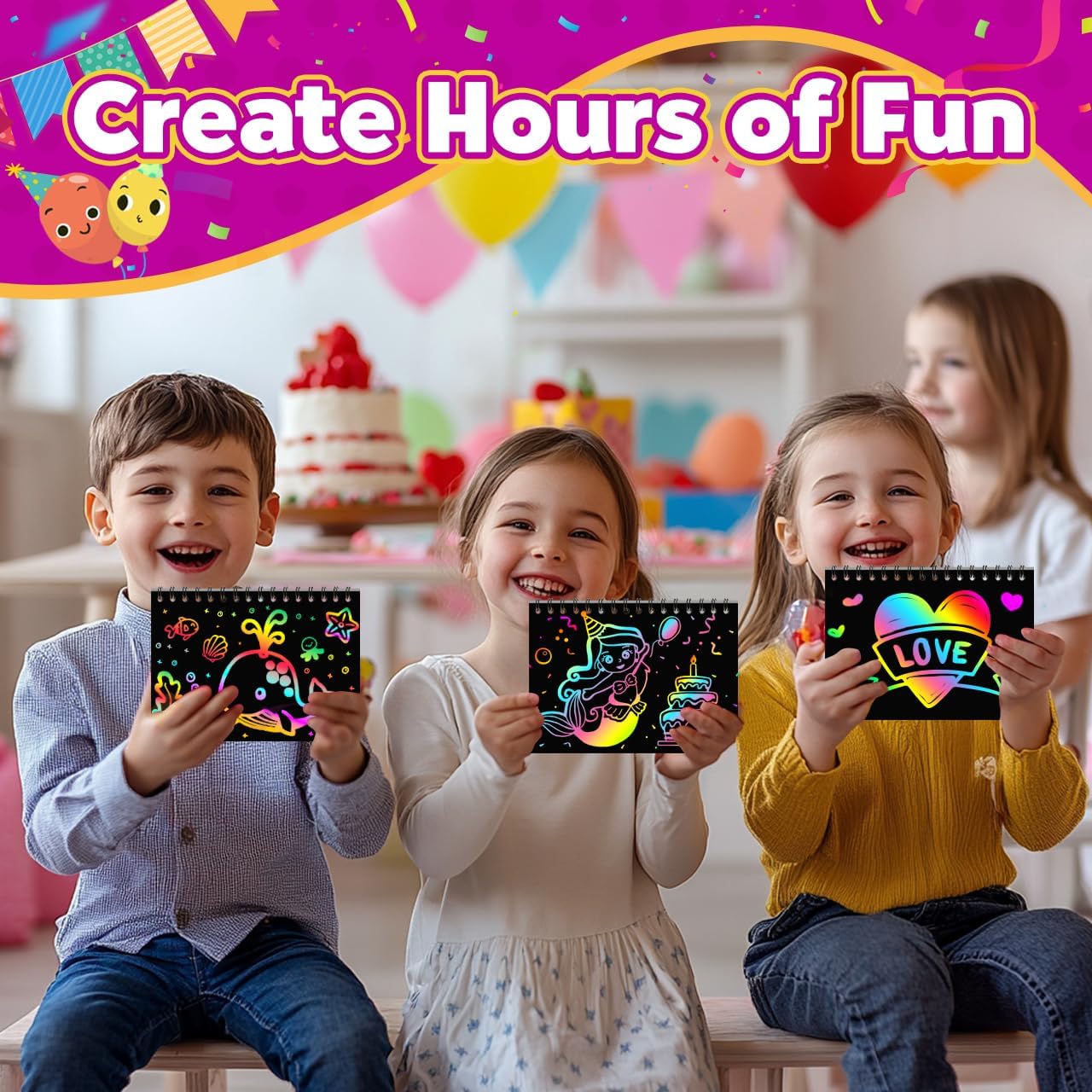 Party Favors for Kids 4-8-12: 24 Pack Scratch Rainbow Art Crafts Noteb